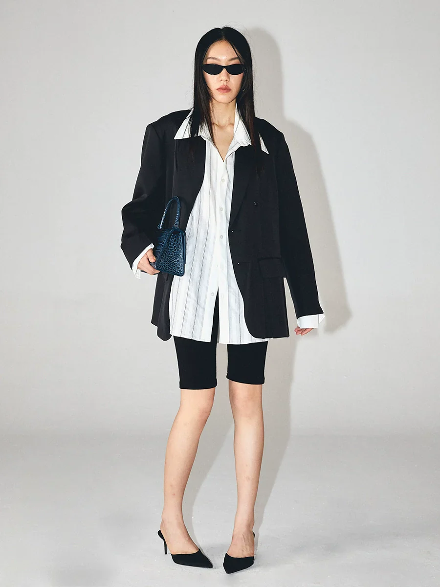 Pleated Double-Breasted Blazer - Image 4