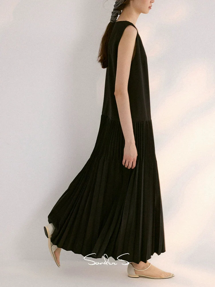 Pleated Drop-Waist Maxi Dress - Image 3