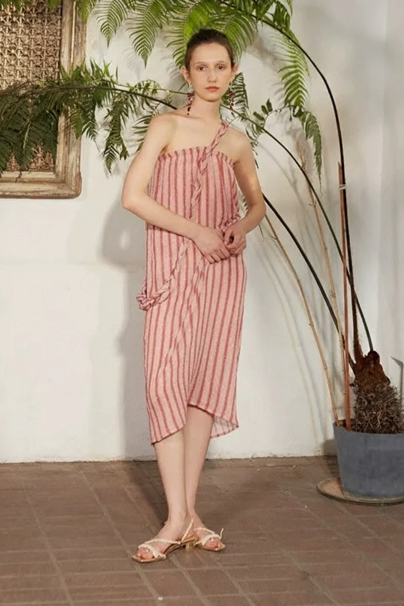 Pleated Gradient Pink Dress - Image 8