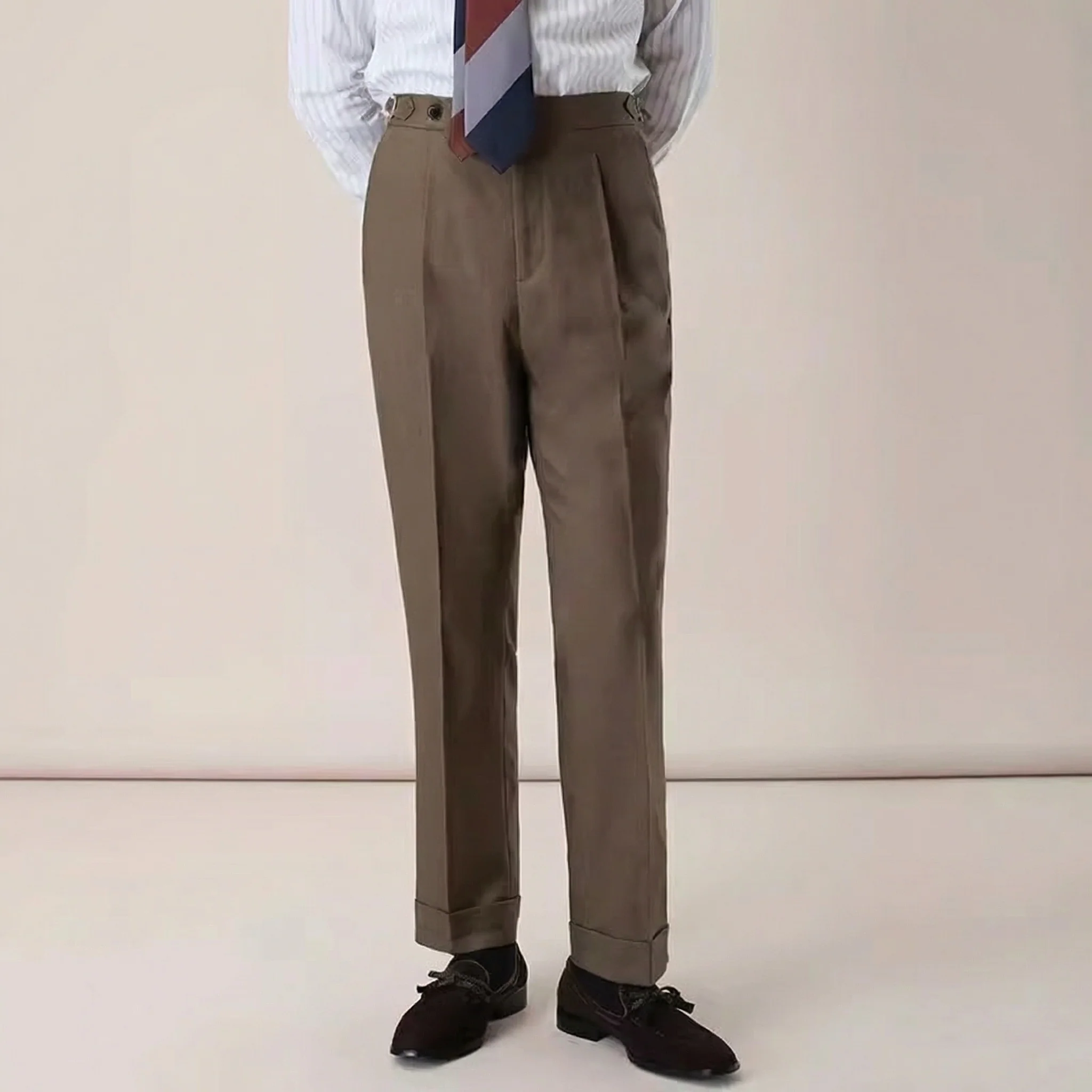 Pleated High-Waisted Trousers