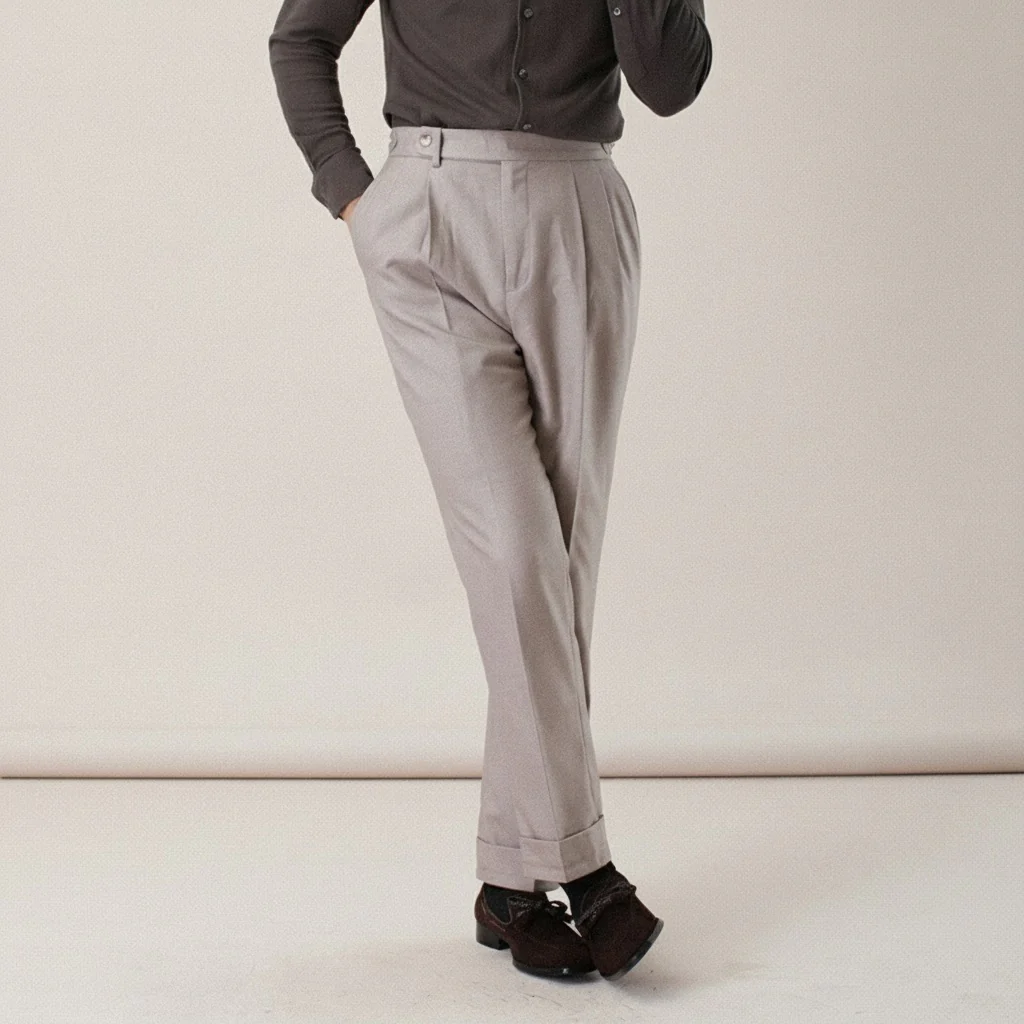 Pleated High-Waisted Trousers - Image 3