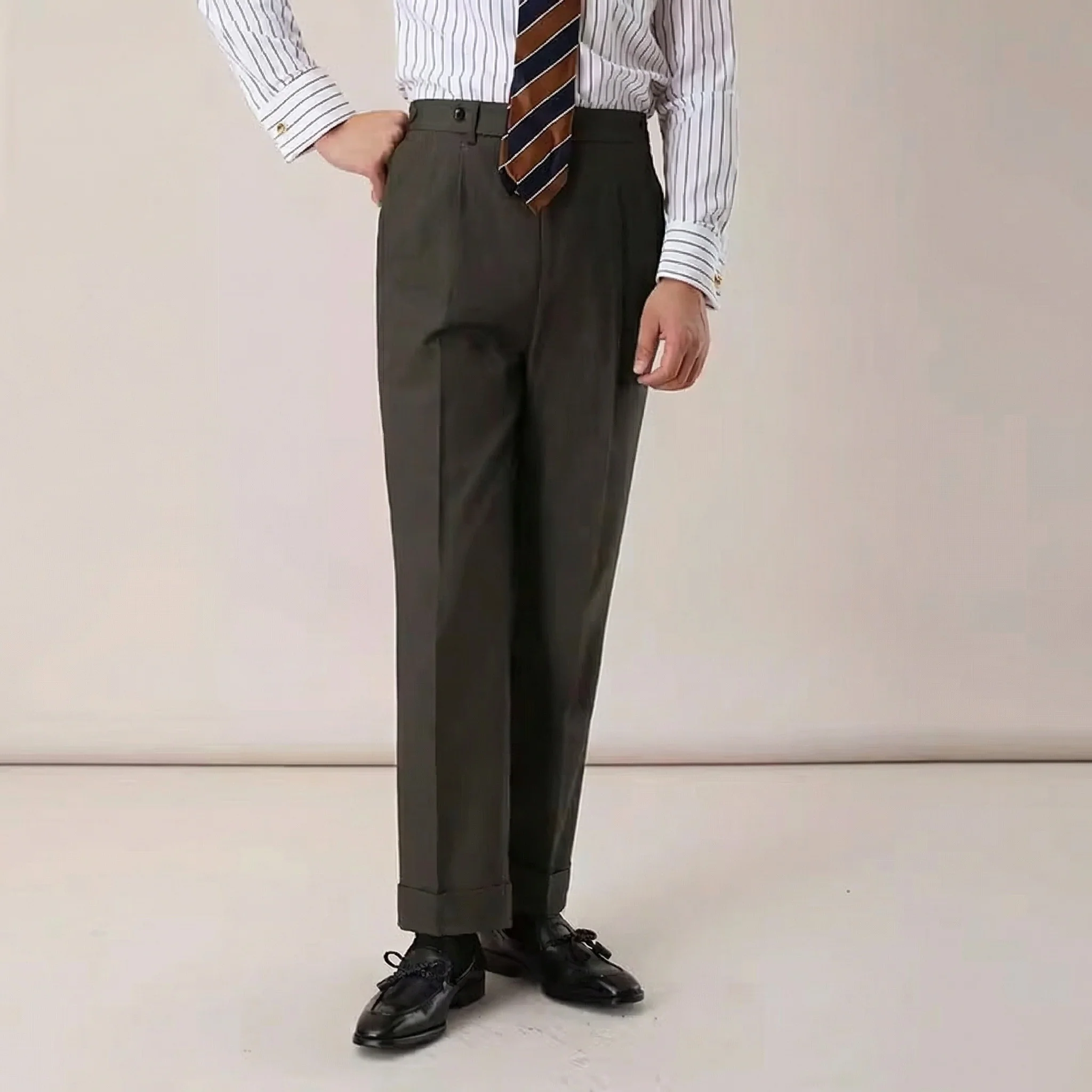 Pleated High-Waisted Trousers - Image 9