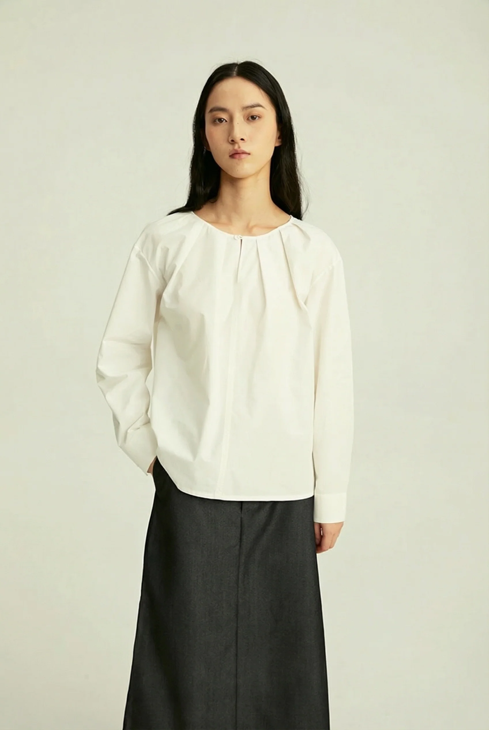 Pleated Keyhole Blouse