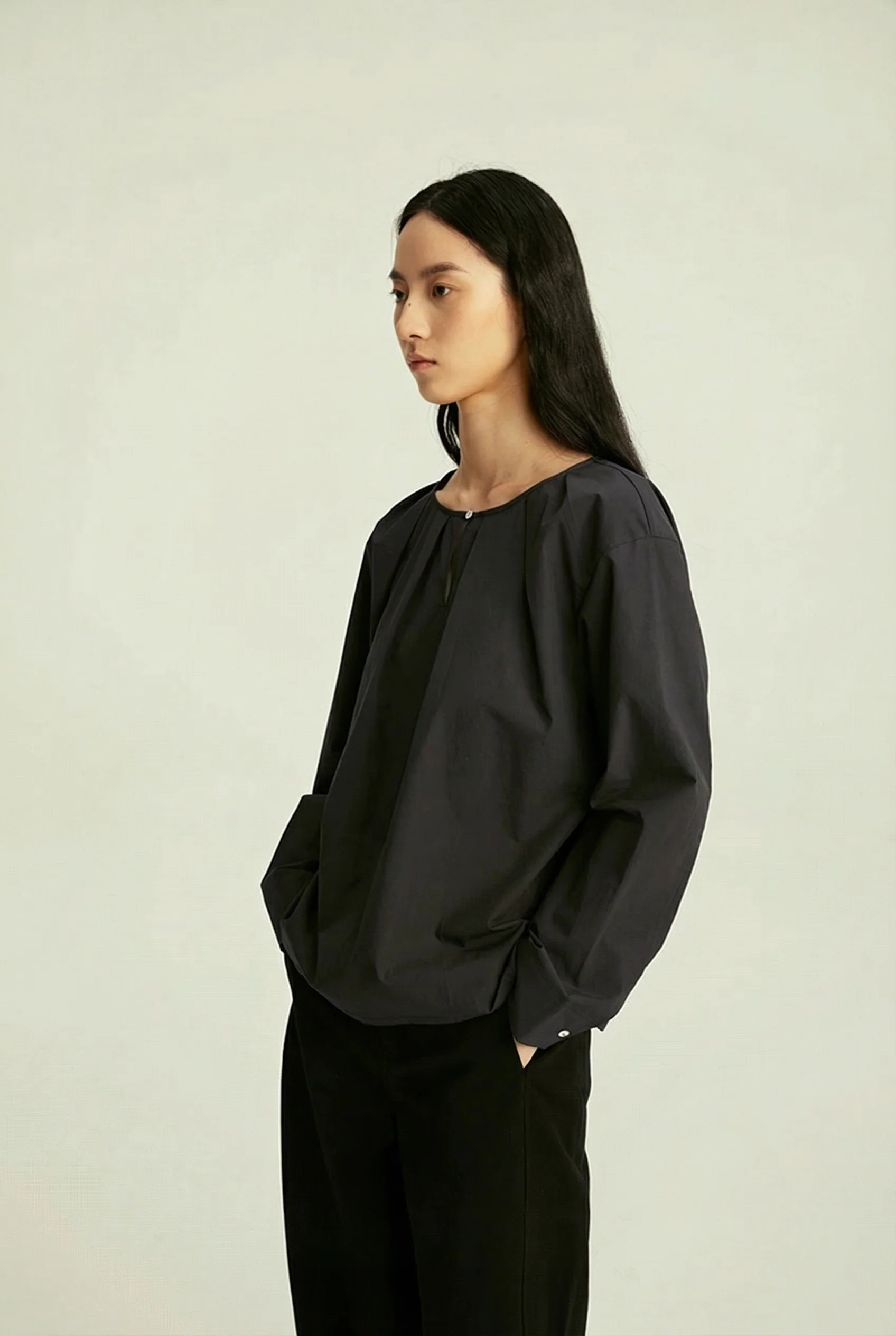 Pleated Keyhole Blouse - Image 6