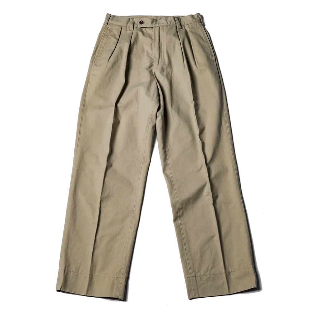 Pleated Khaki Chino Trousers - Image 5