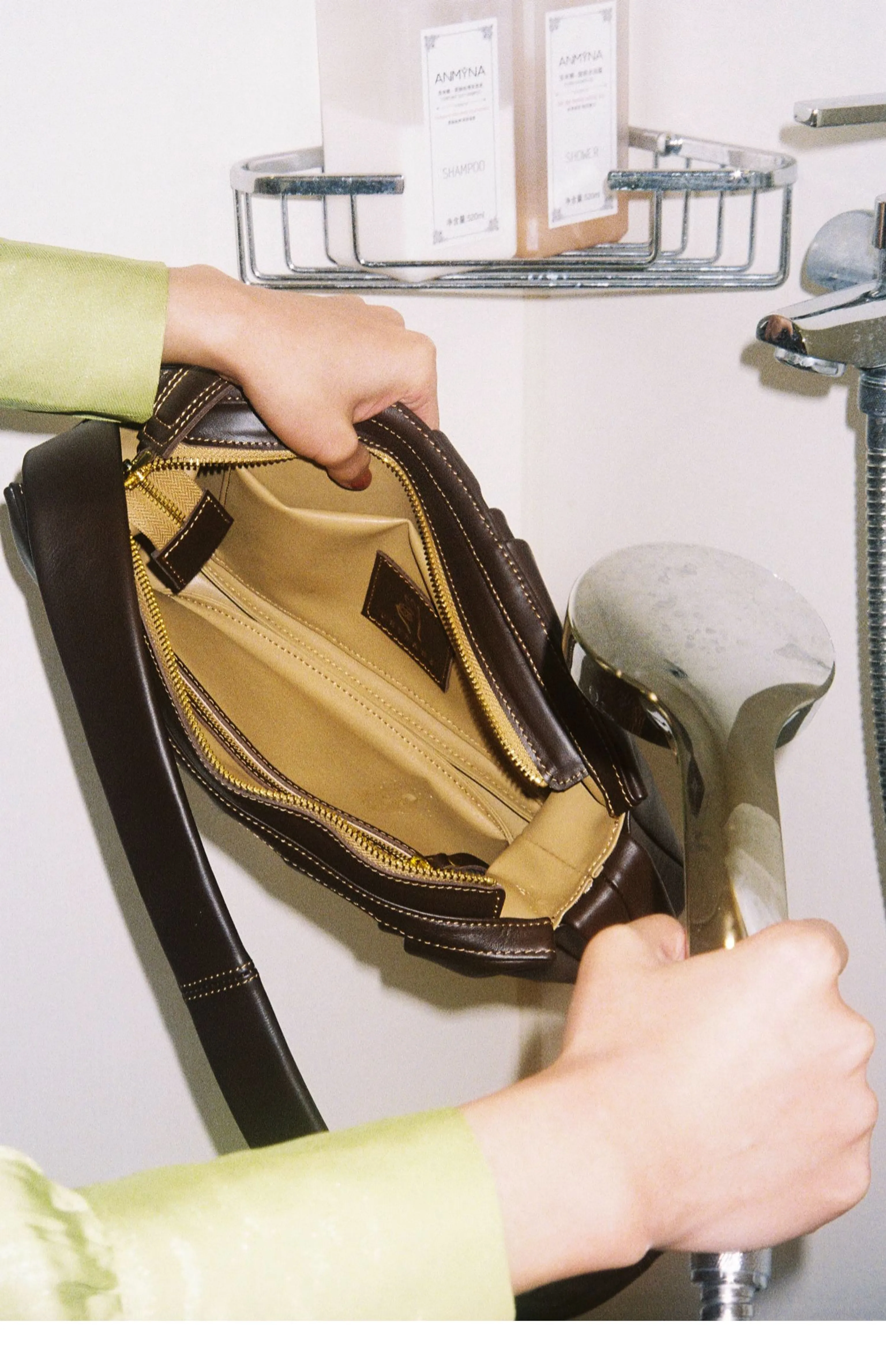 Pleated Leather Shoulder Bag - Image 8