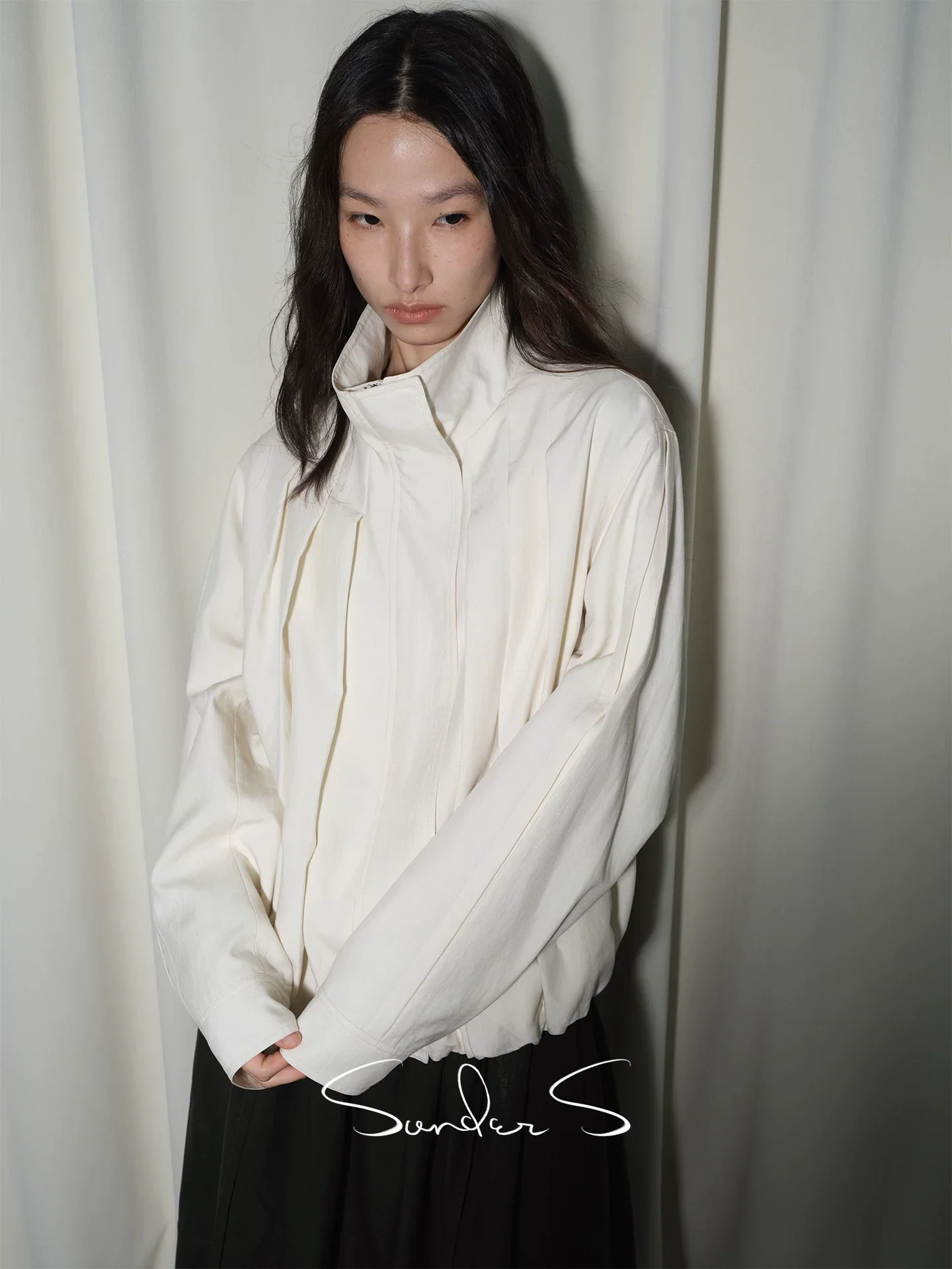 Pleated Lyocell Balloon Jacket