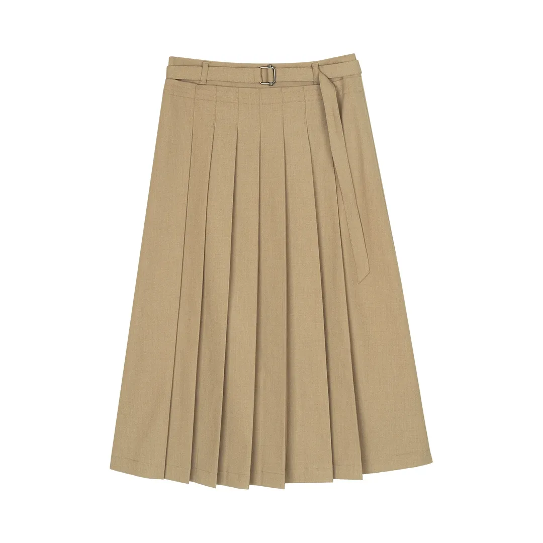 Pleated Maxi Skirt with Adjustable Waistband - Image 5