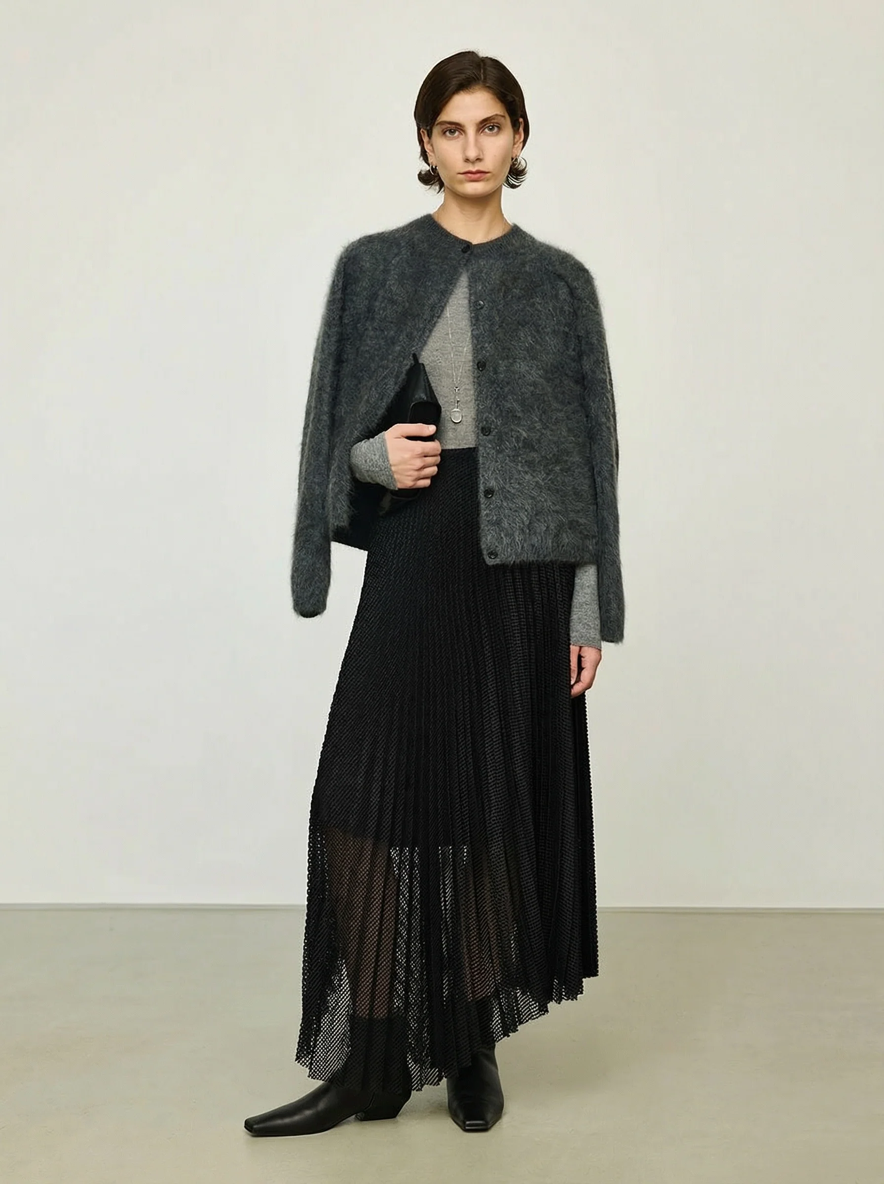 Pleated Mesh Maxi Skirt - Image 5