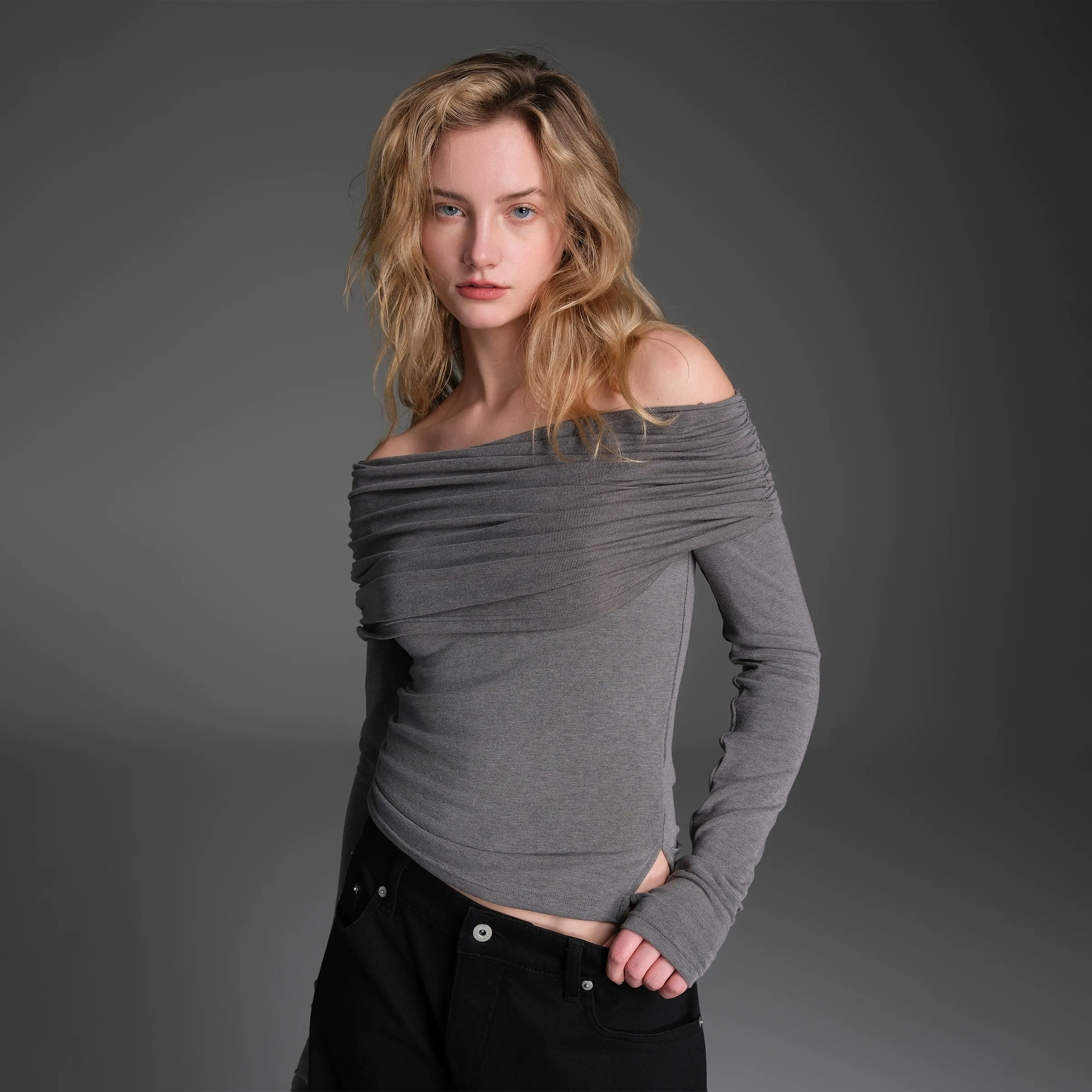 Pleated One-Shoulder Knit Top - Image 6