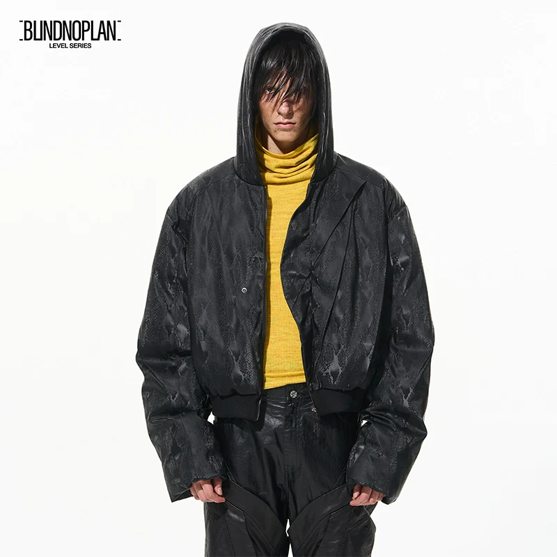 Pleated Snake-Texture Hooded Jacket - Image 5