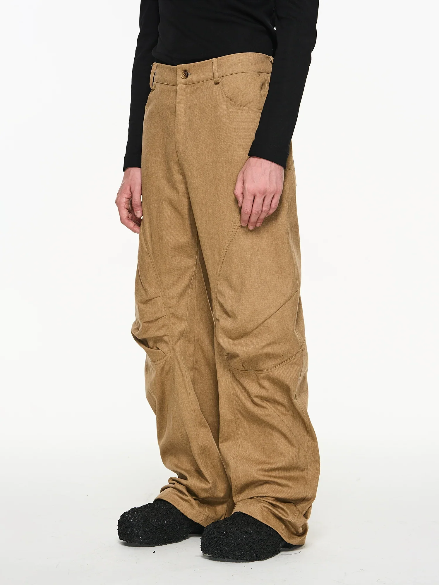 Pleated Straight Cotton Work Trousers - Image 3