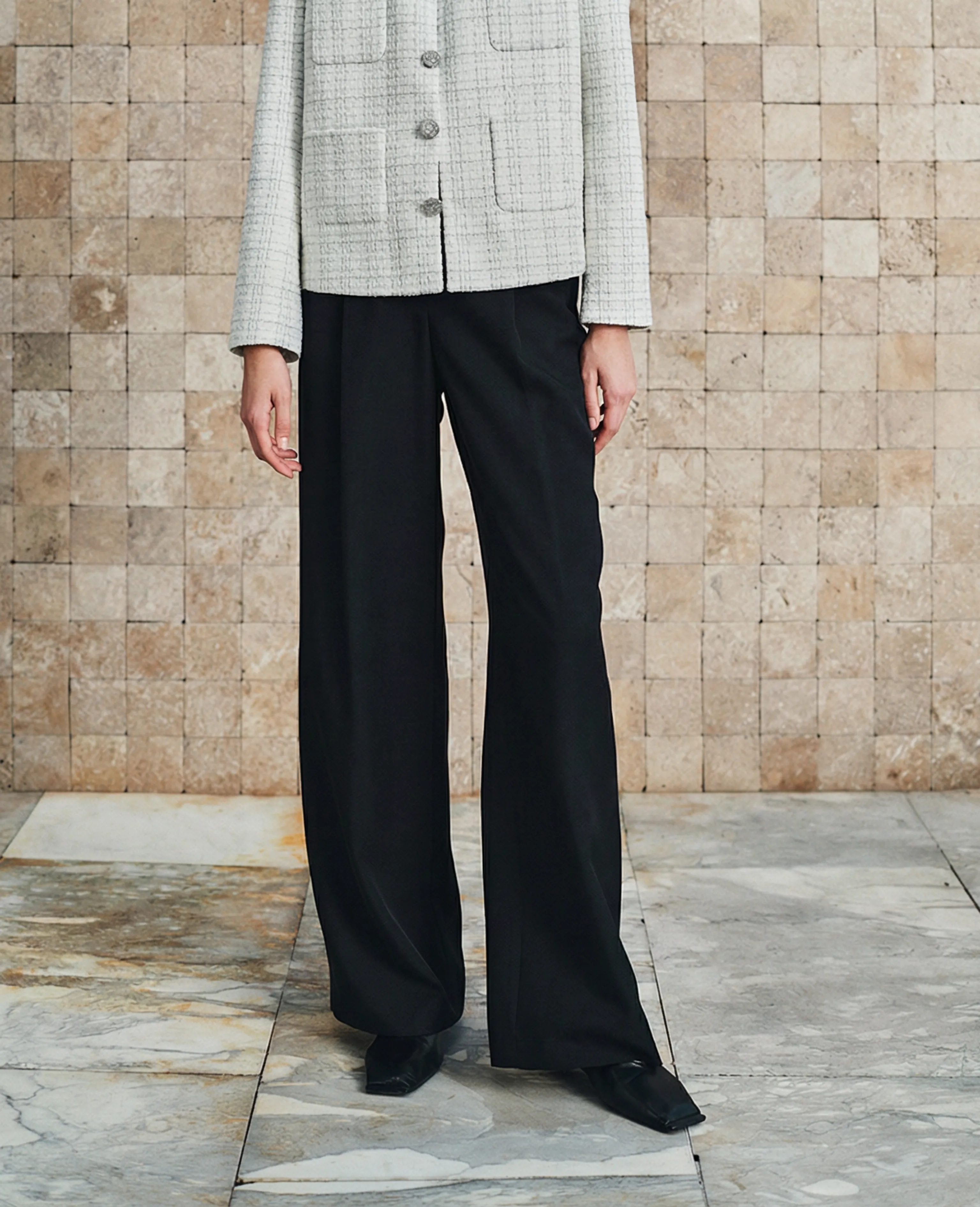 Pleated Twill Wide-Leg Trousers - Image 4