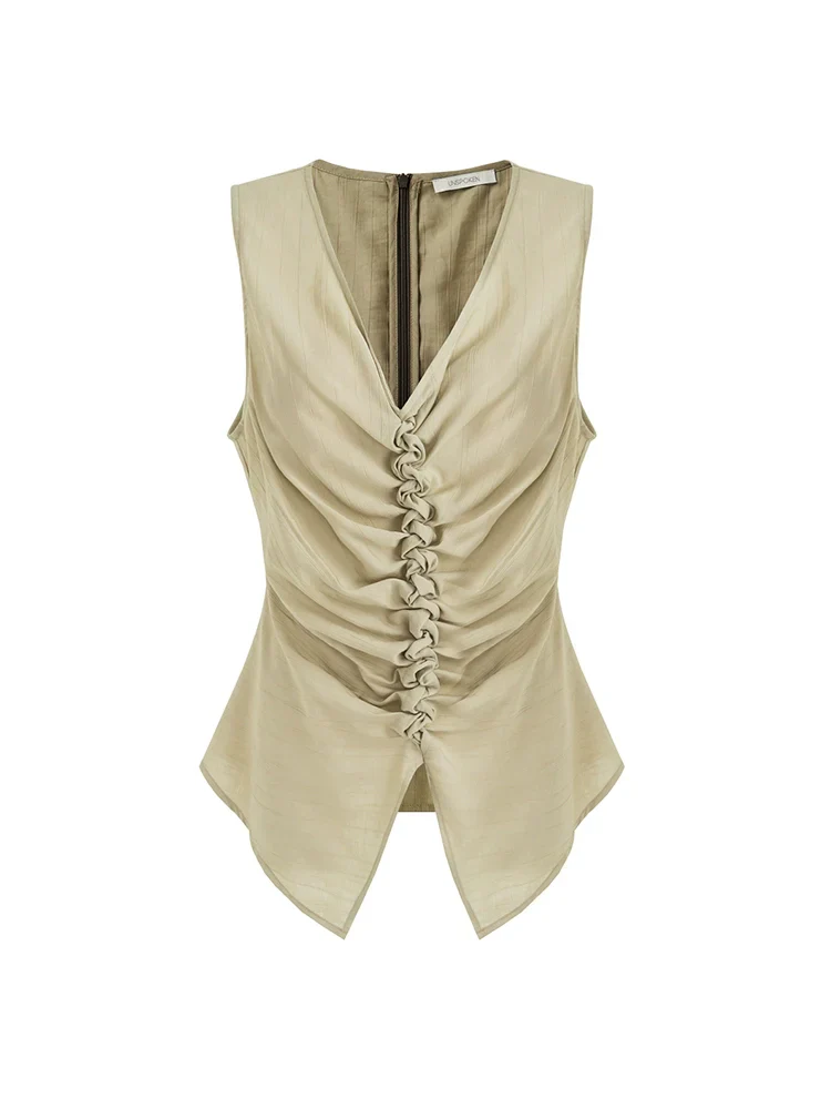 Pleated V-Neck Vest - Image 4
