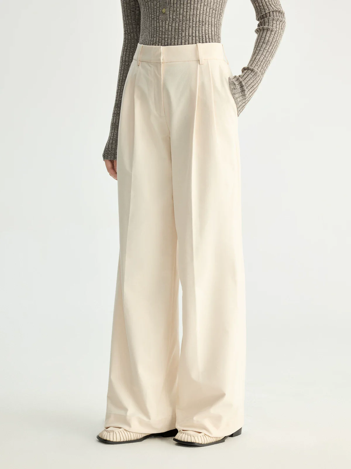 Pleated Wide-Leg Trousers
