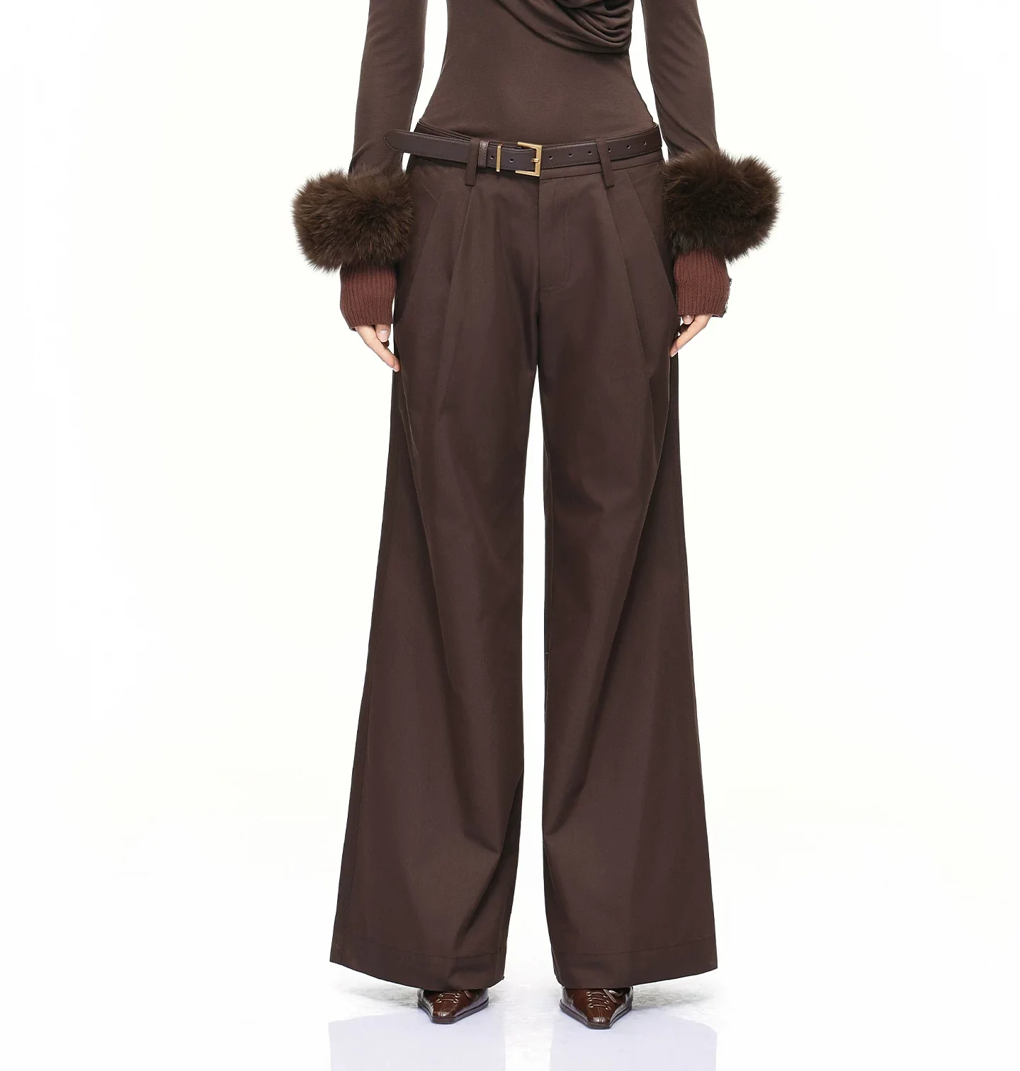 Pleated Wide-Leg Trousers