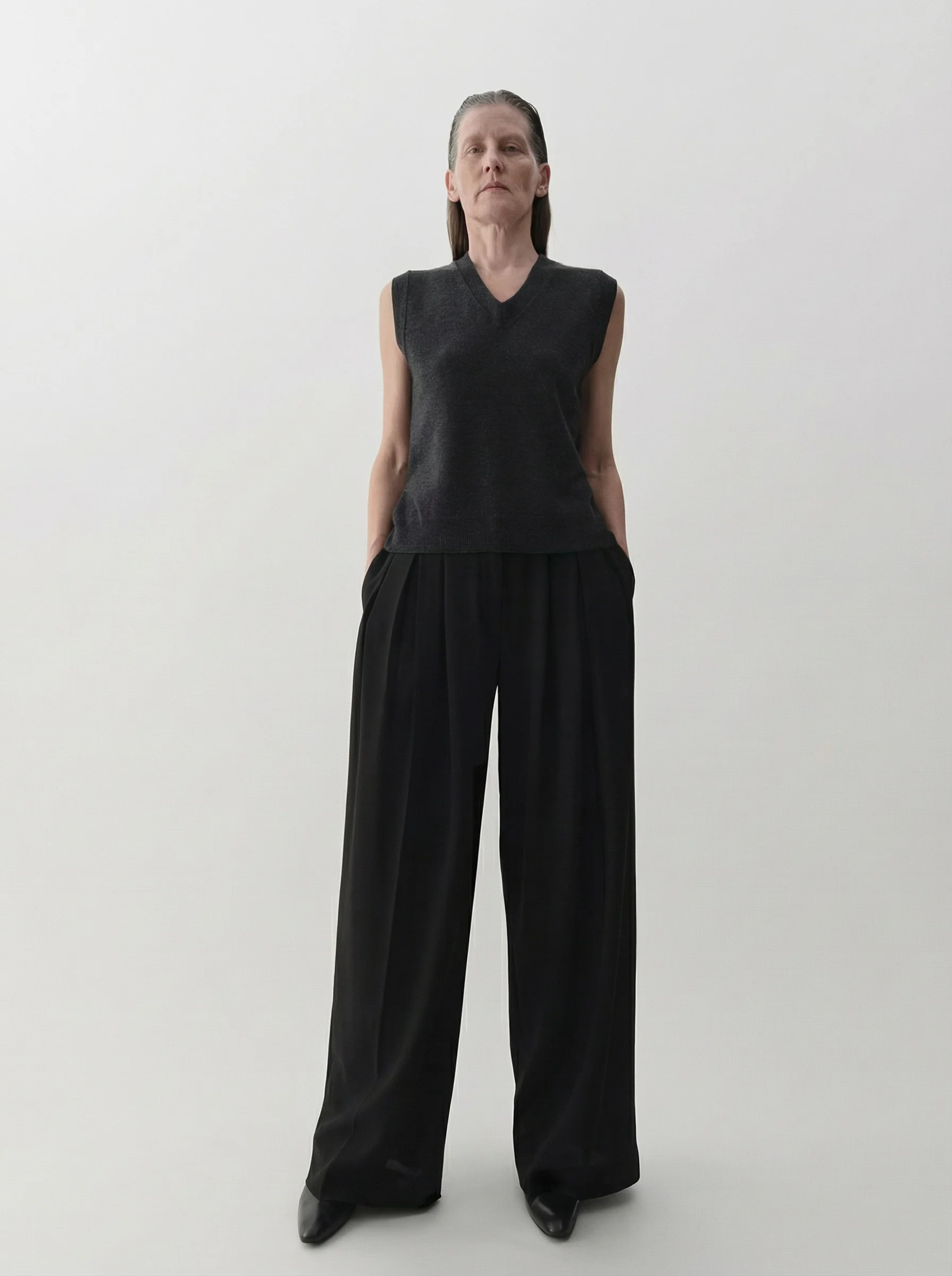 Pleated Wide-Leg Trousers