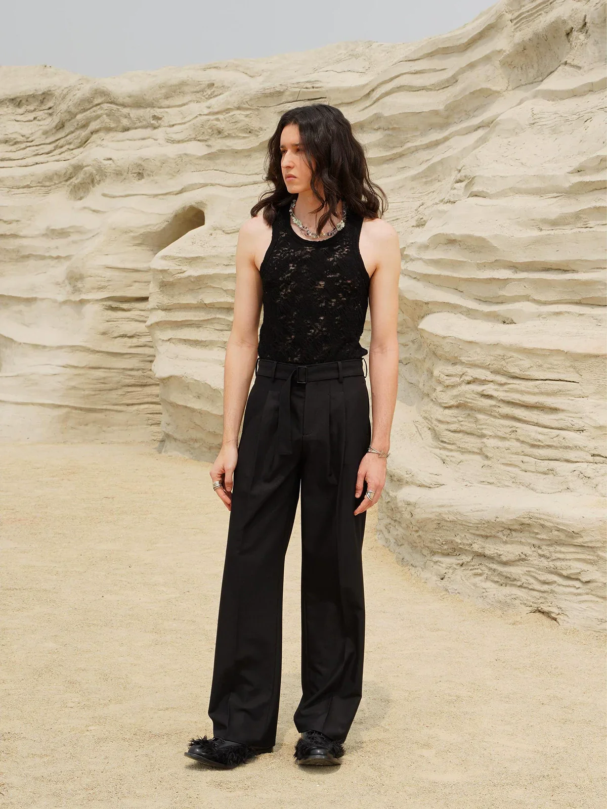 Pleated Wide-Leg Trousers - Image 2