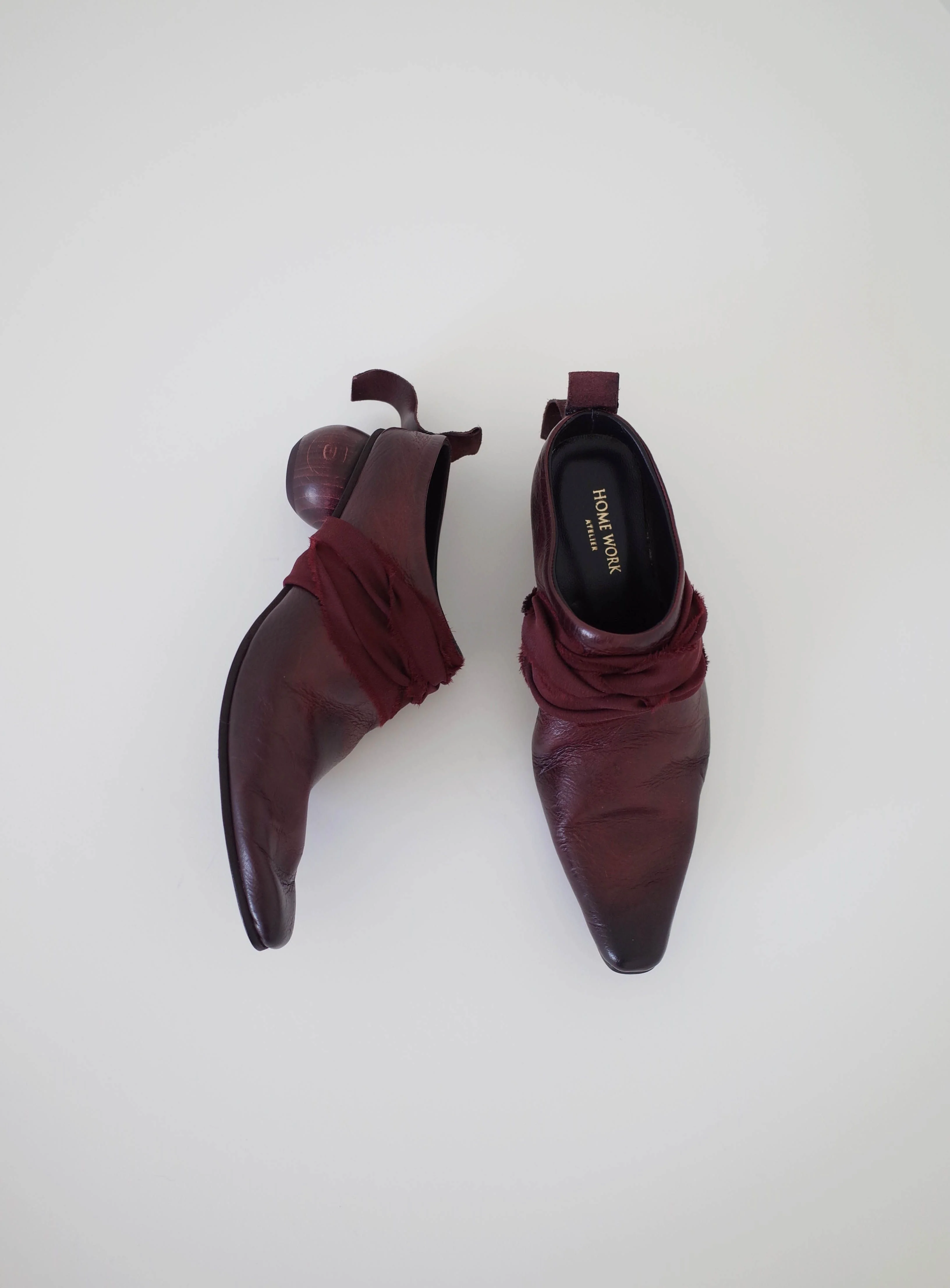 Pleated Wooden Heel Leather Mules - Image 3