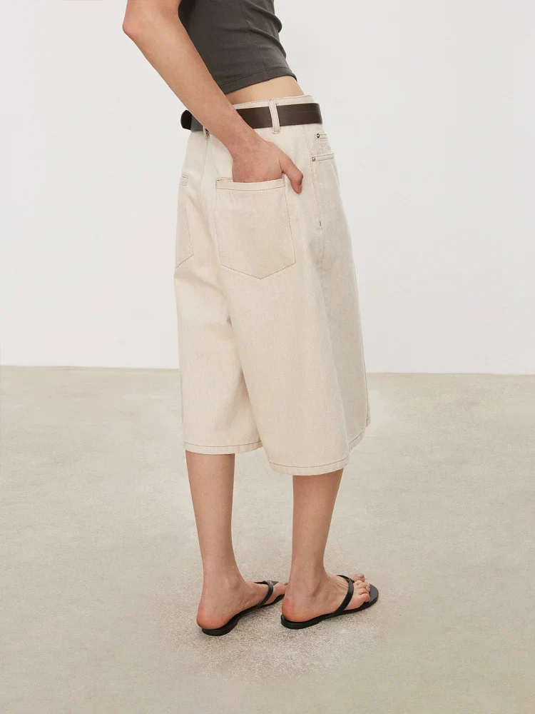 PleatedDenimBermudaCulottes - Image 5