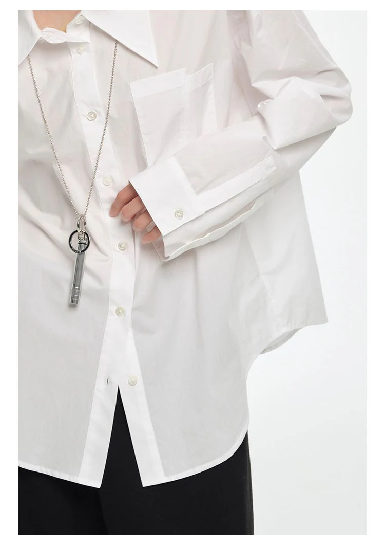 Point Collar Oversized Shirt Dress - Image 2