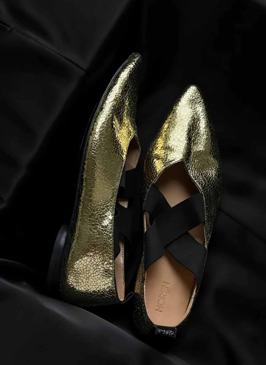 Pointed-Toe Crackled Mary Jane Flats - Image 7