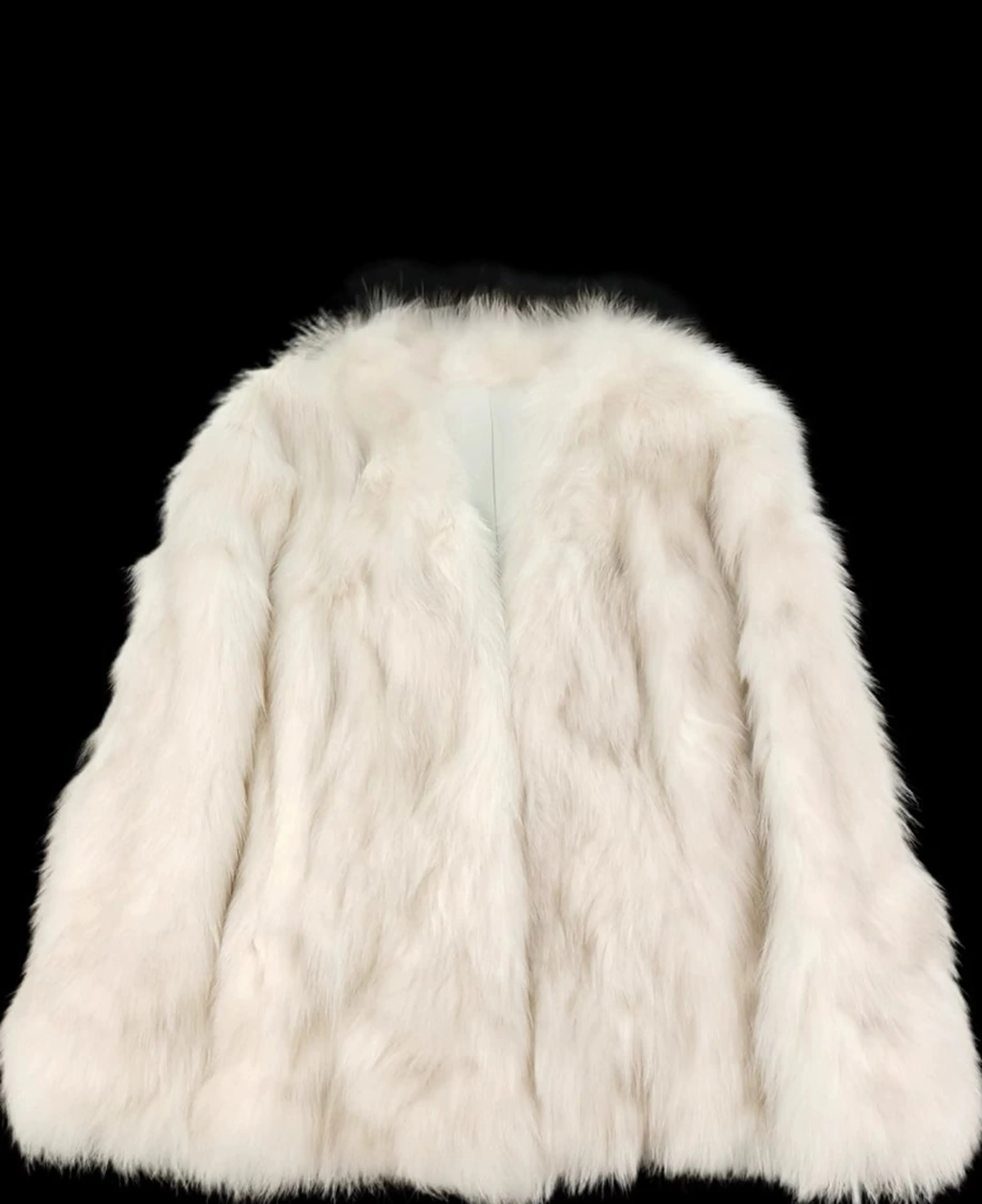 Polar Snow Fox Fur V-Neck Coat - Image 6