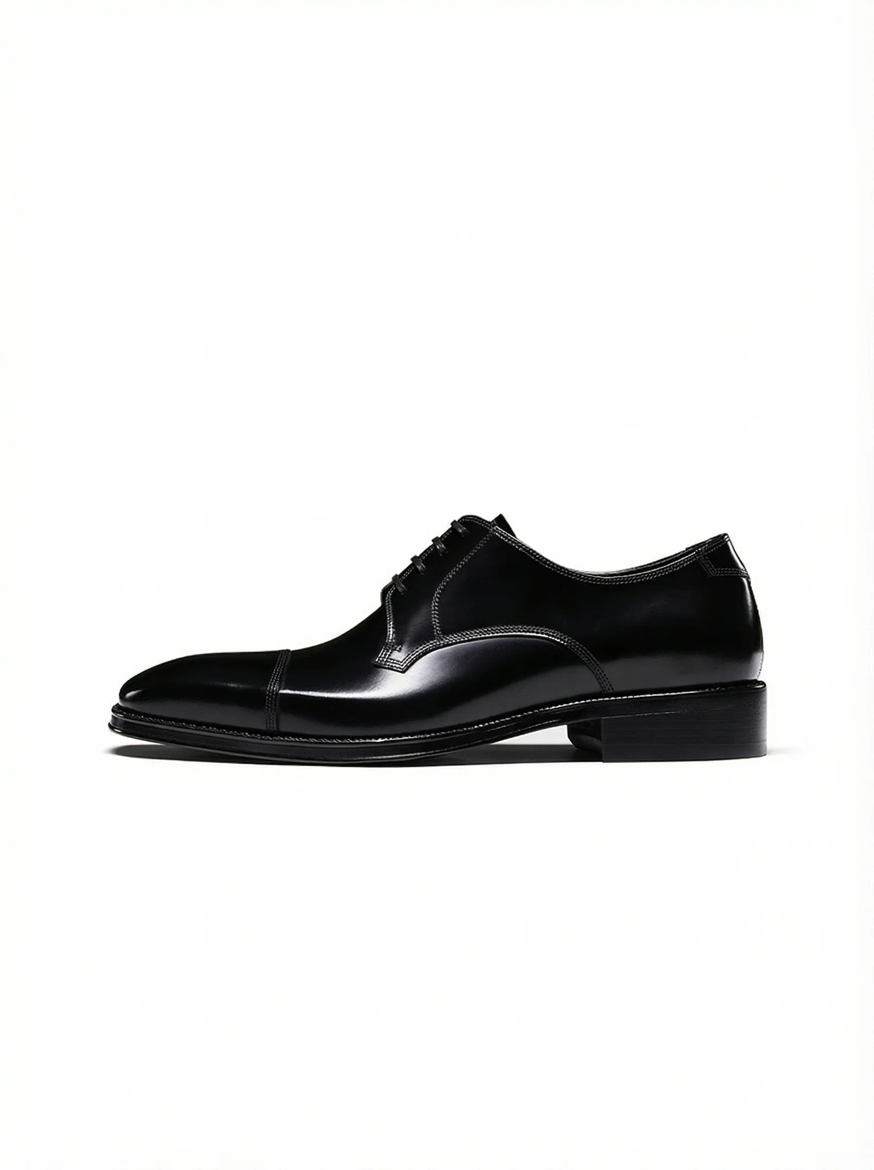 Polished Cap-Toe Leather Dress Shoes - Image 2