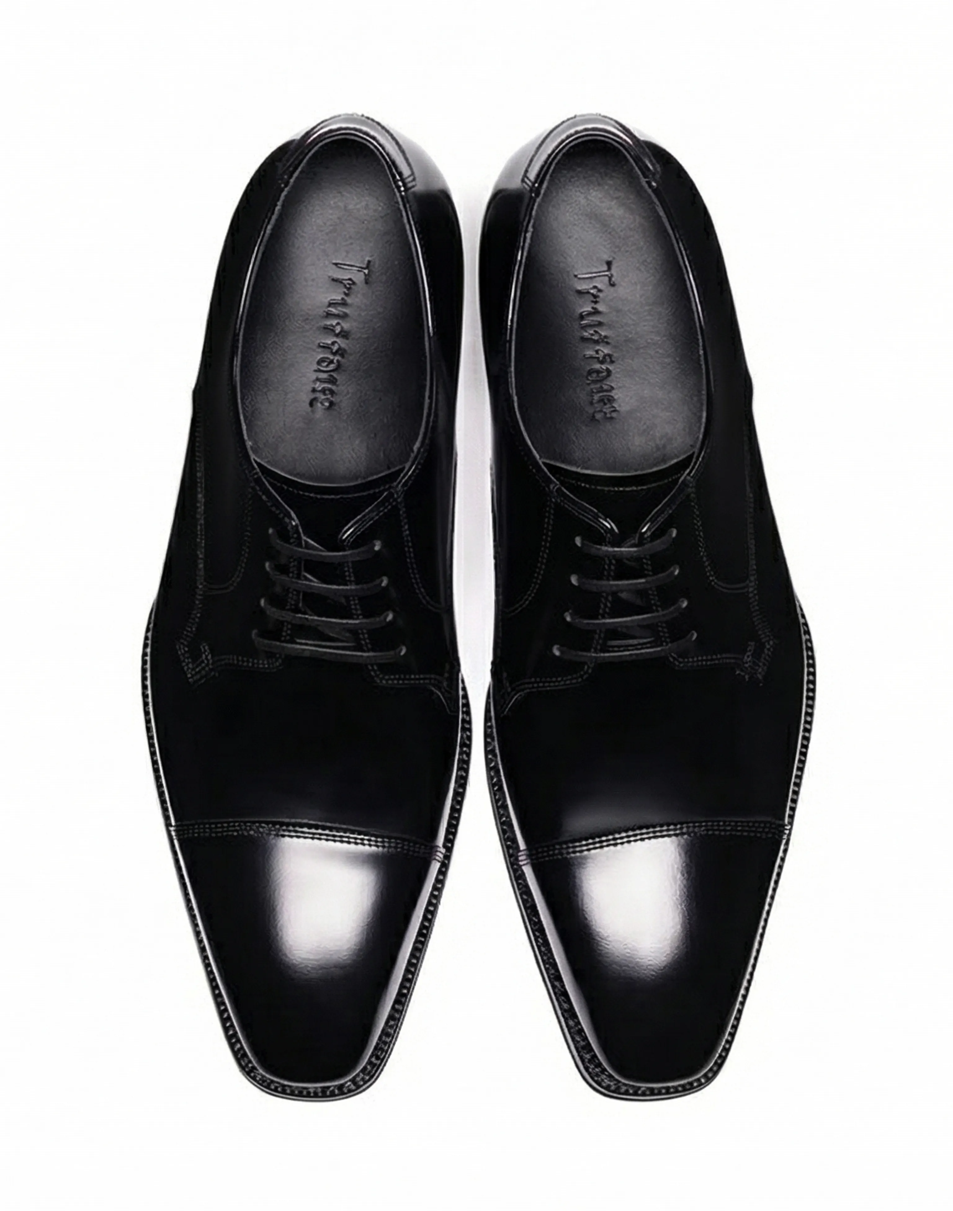 Polished Cap-Toe Leather Dress Shoes - Image 4