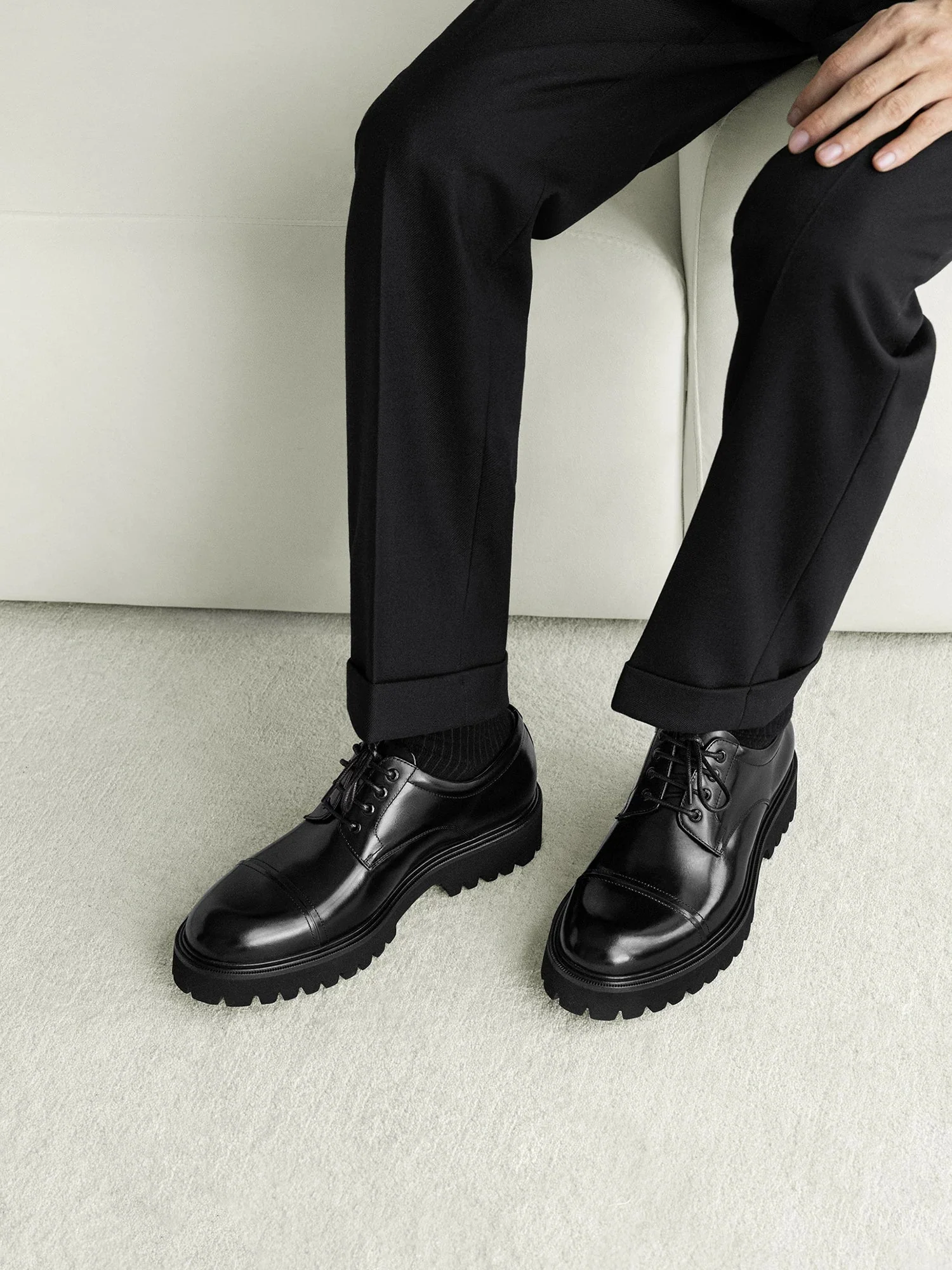 Polished Cap-Toe Lug Derby
