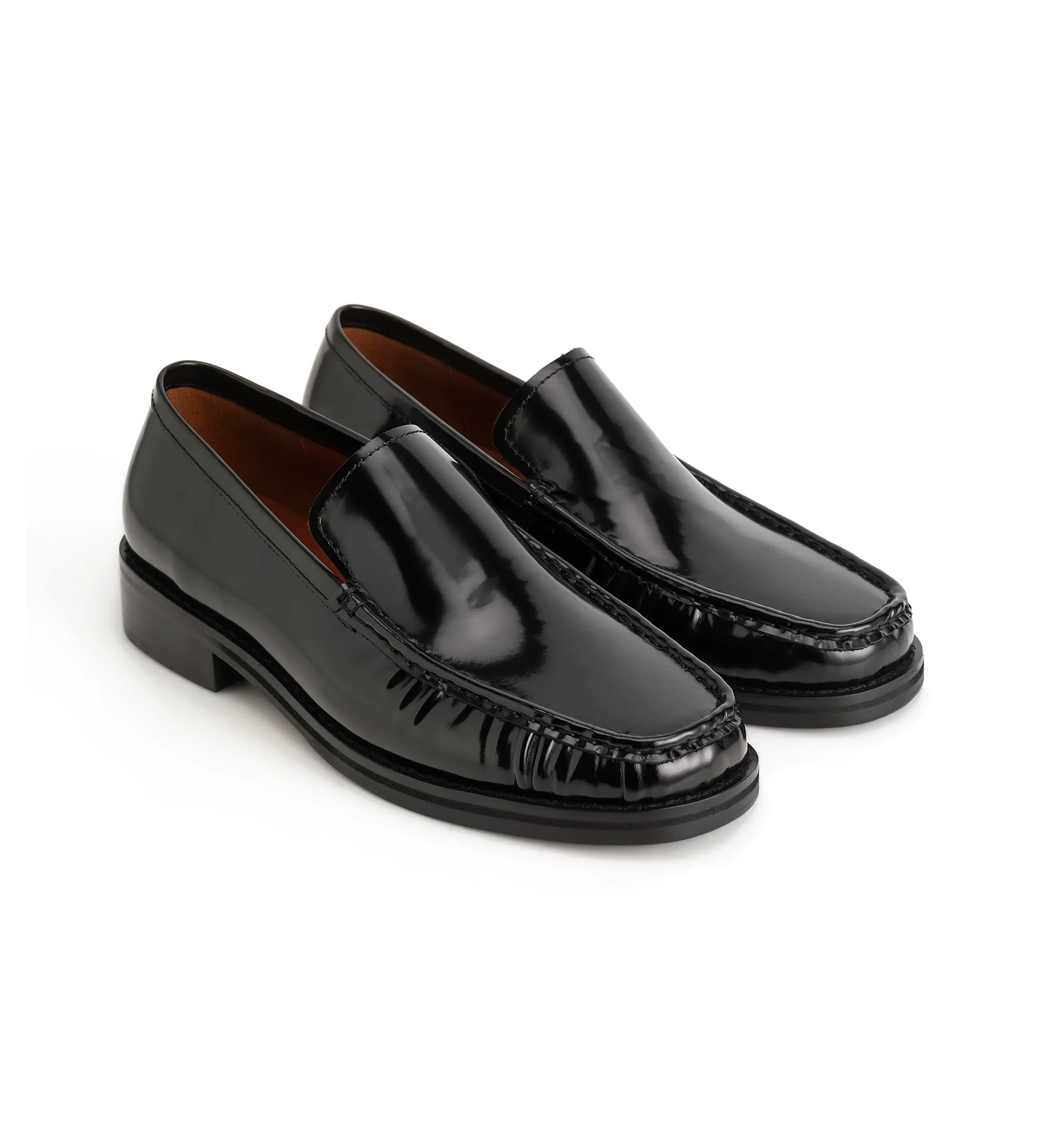 Polished Leather Apron-Toe Loafers - Image 4