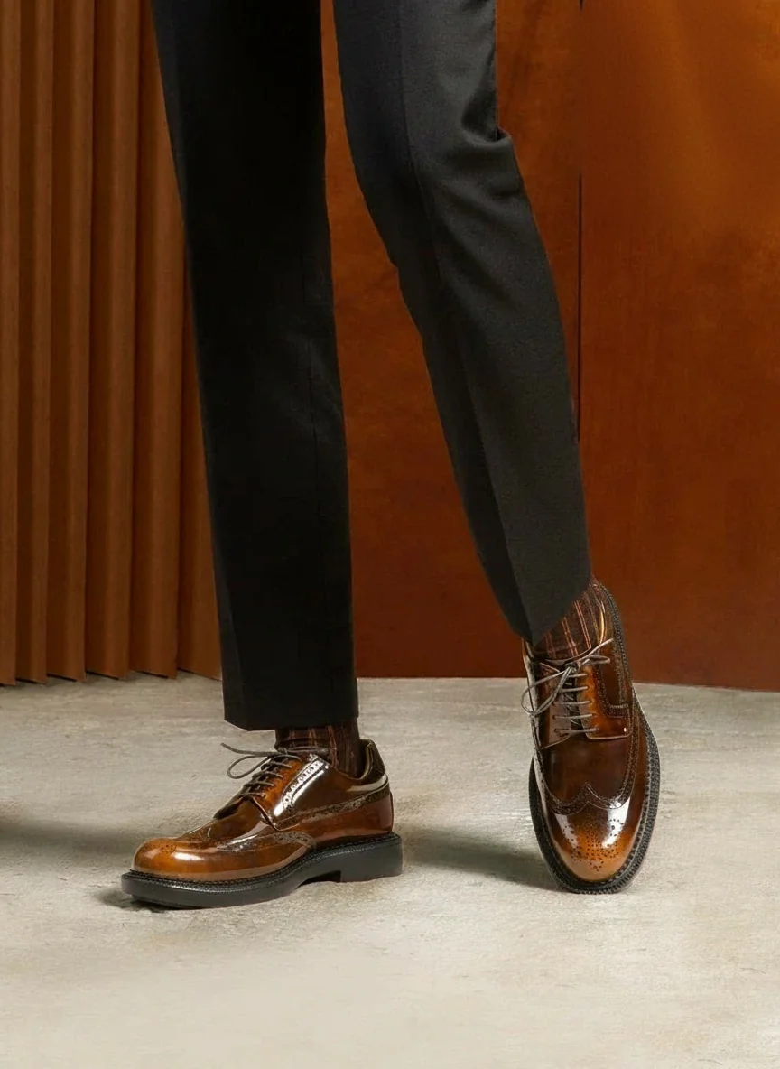 Polished Wingtip Brogue Derby 5.7 cm Lift - Image 3
