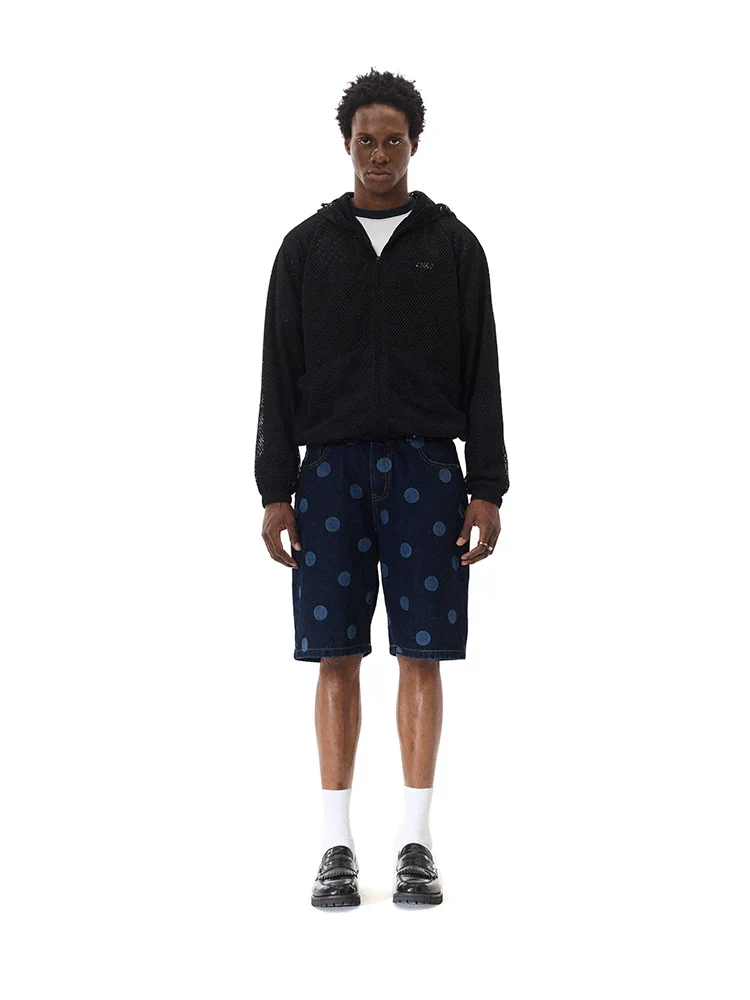 Polka Dot Raw Denim Bermuda Shorts - Image 3