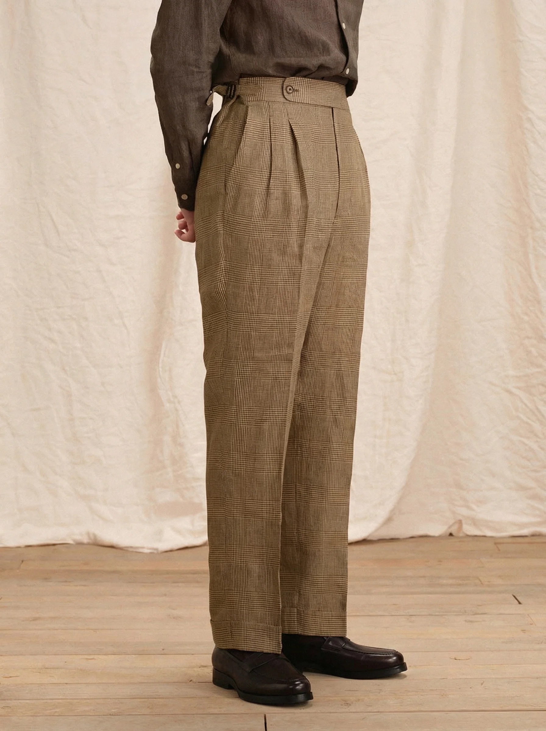 Prince Check Linen Trousers - Image 3