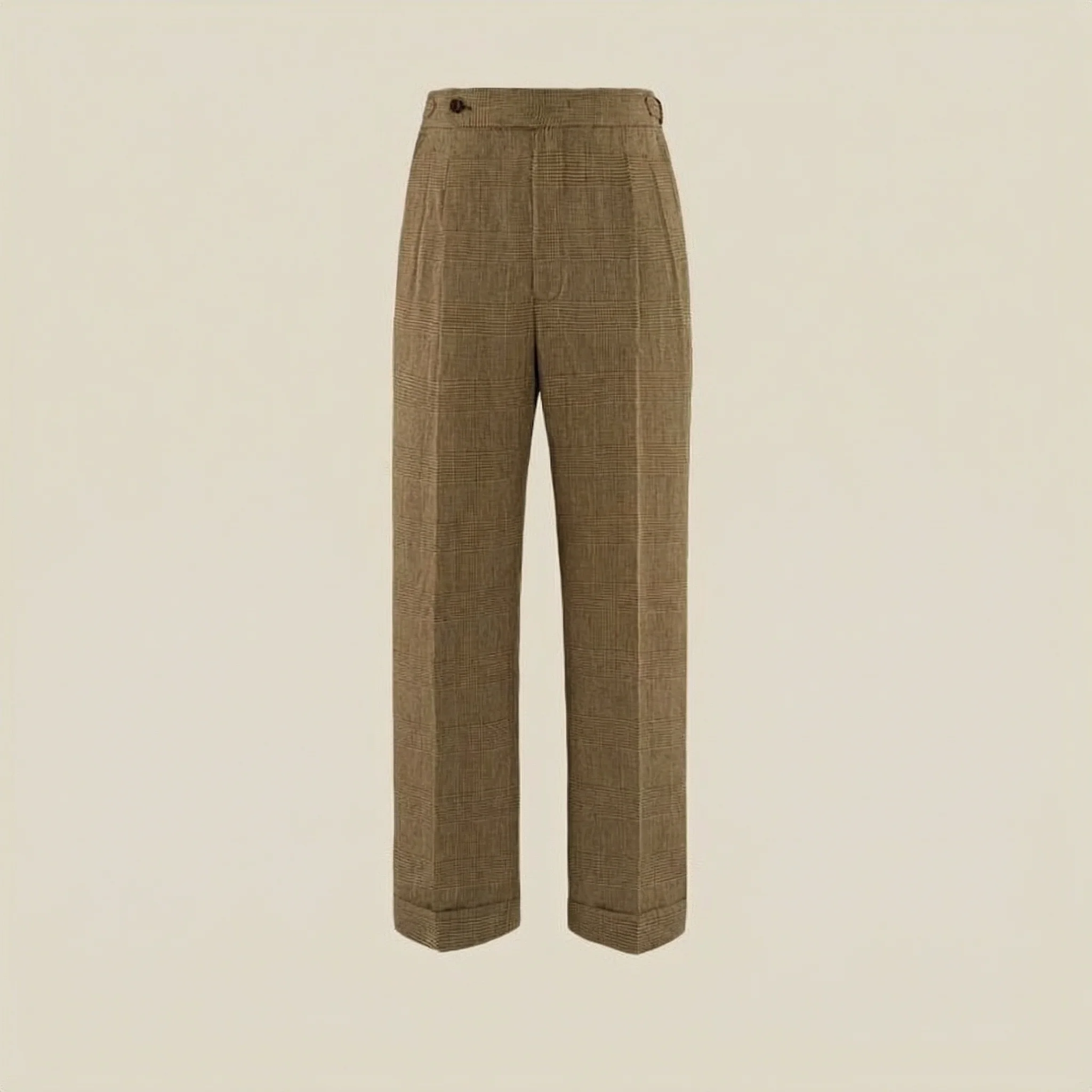 Prince Check Linen Trousers - Image 4
