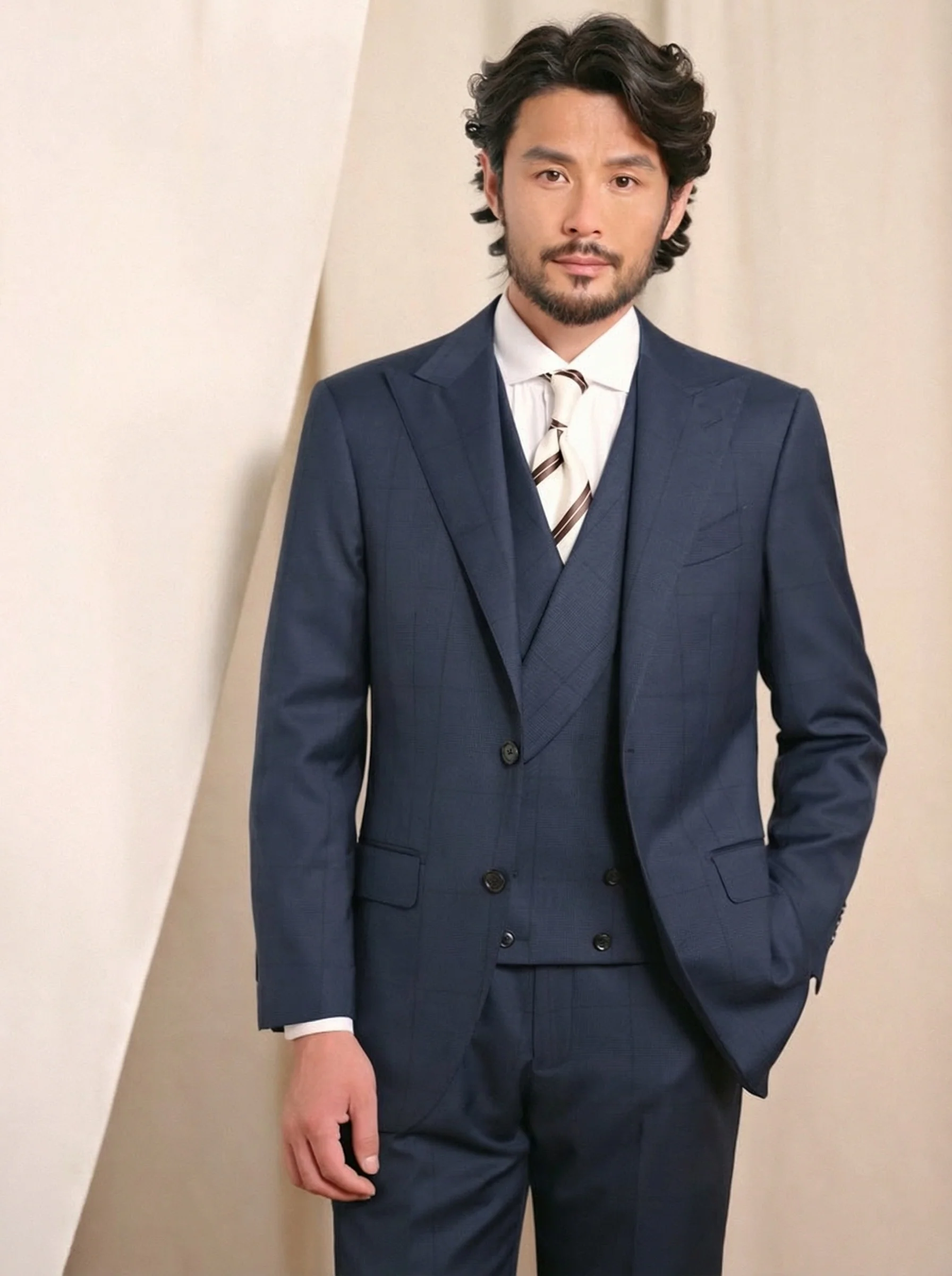 Prince-Check Peaked Lapel Suit