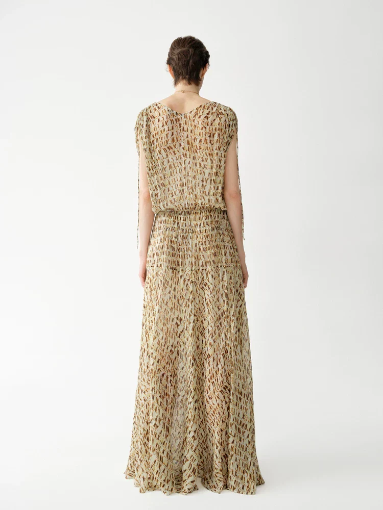 Printed Drawstring Maxi Dress - Image 3