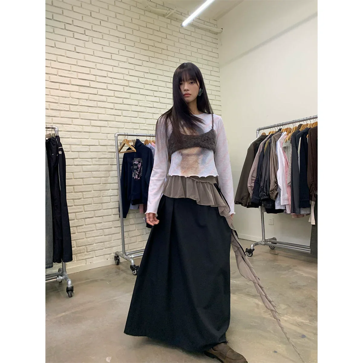 Printed Ruffled Long-Sleeve T-Shirt - Image 5