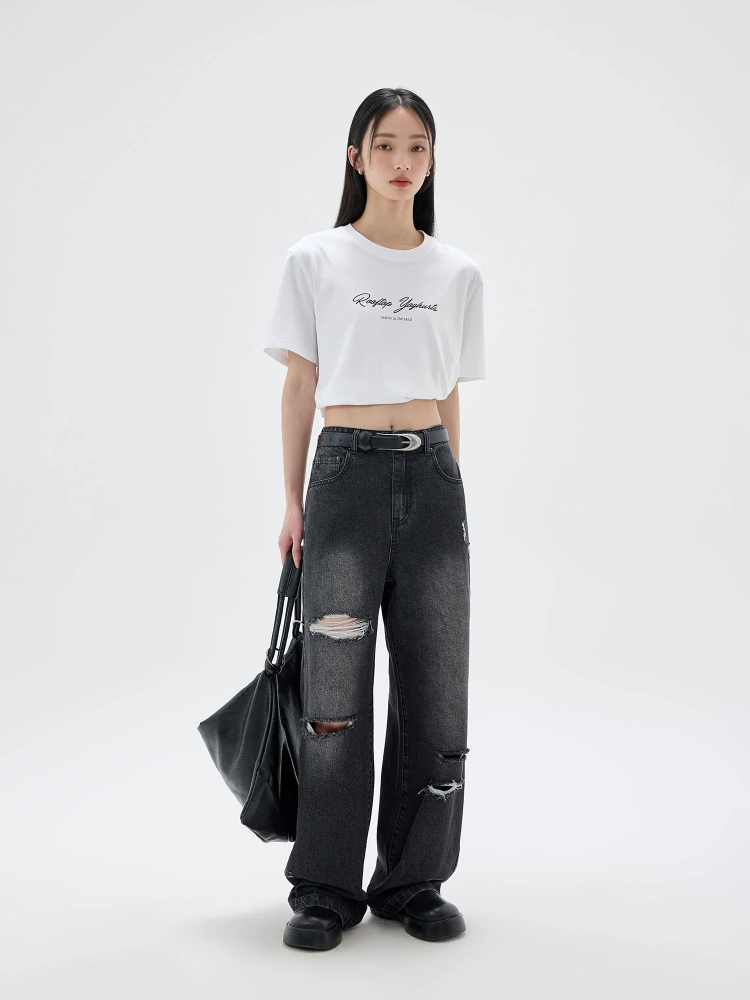 Printed Text Crop T-Shirt