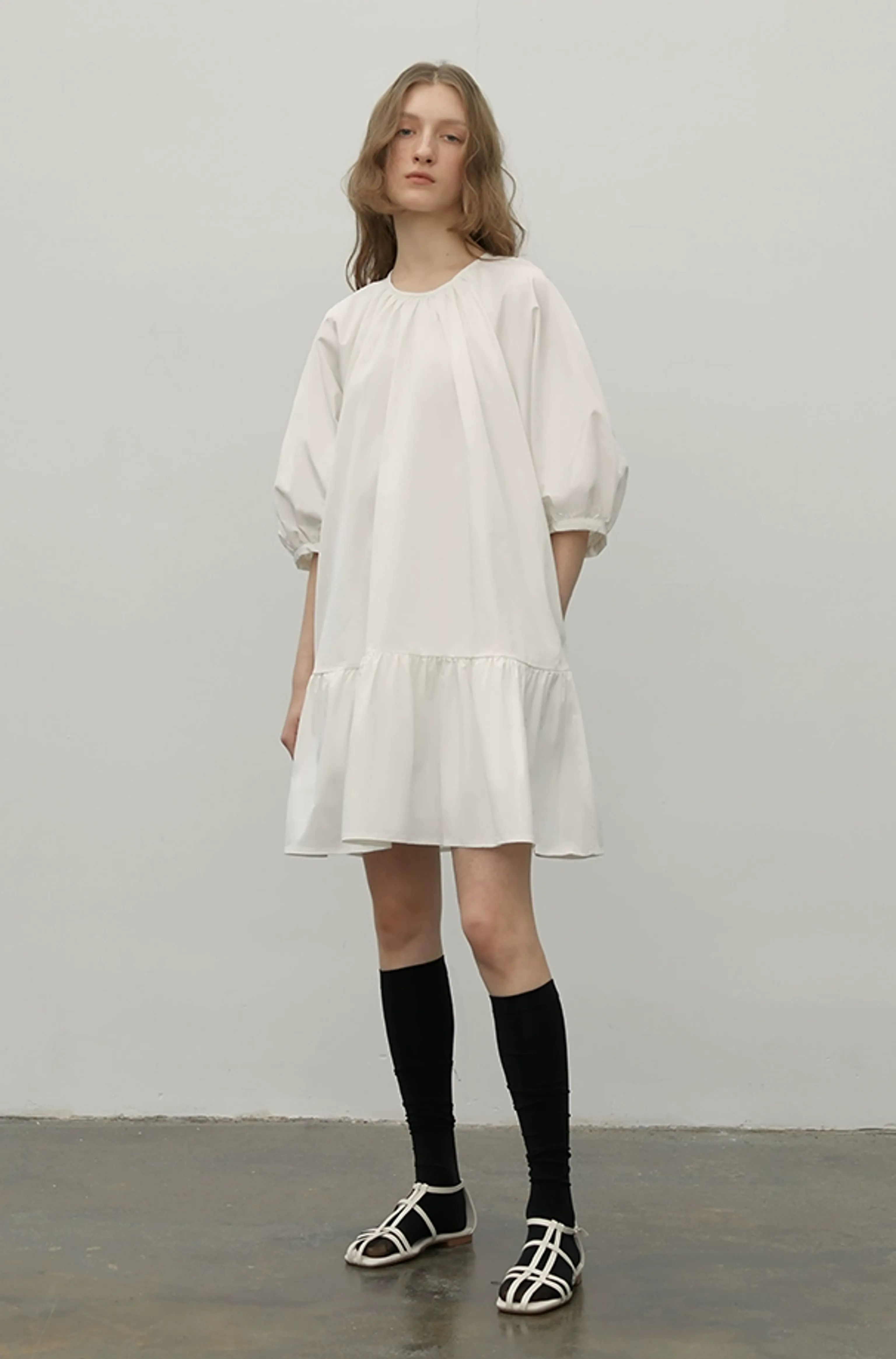 Puff-Sleeve Ruffle-Hem Mini Dress - Image 5