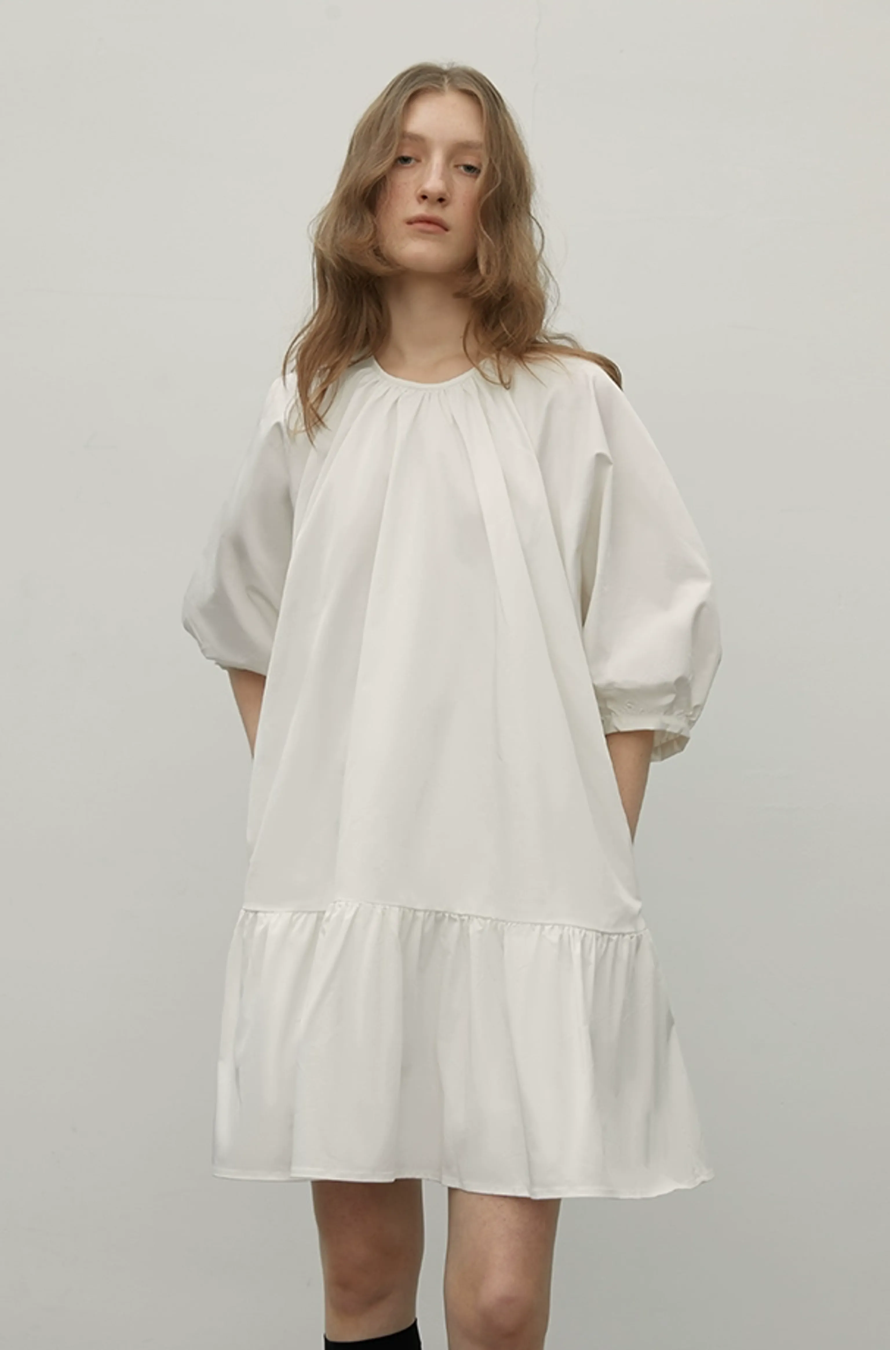 Puff-Sleeve Ruffle-Hem Mini Dress - Image 7