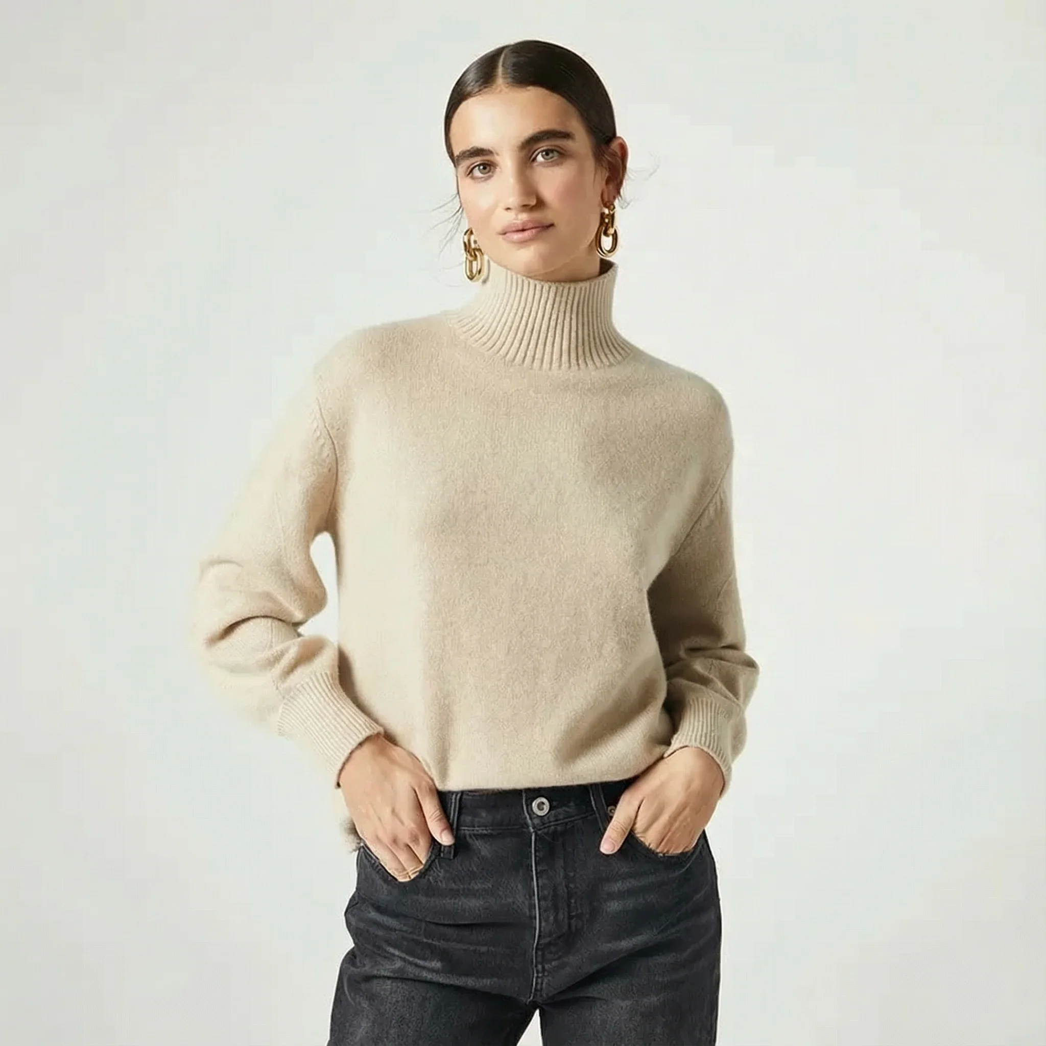 Pure Cashmere Lantern-Sleeve Turtleneck Sweater - Image 8