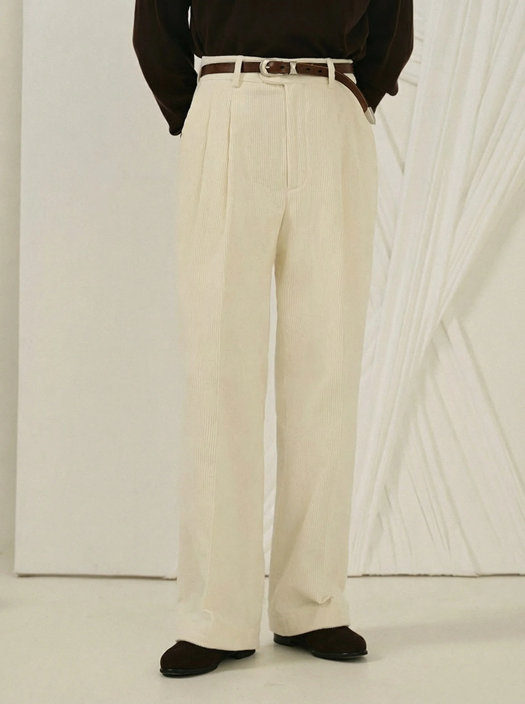 Pure Cotton Corduroy Double-Breasted Shawl-Collar Suit - Image 3
