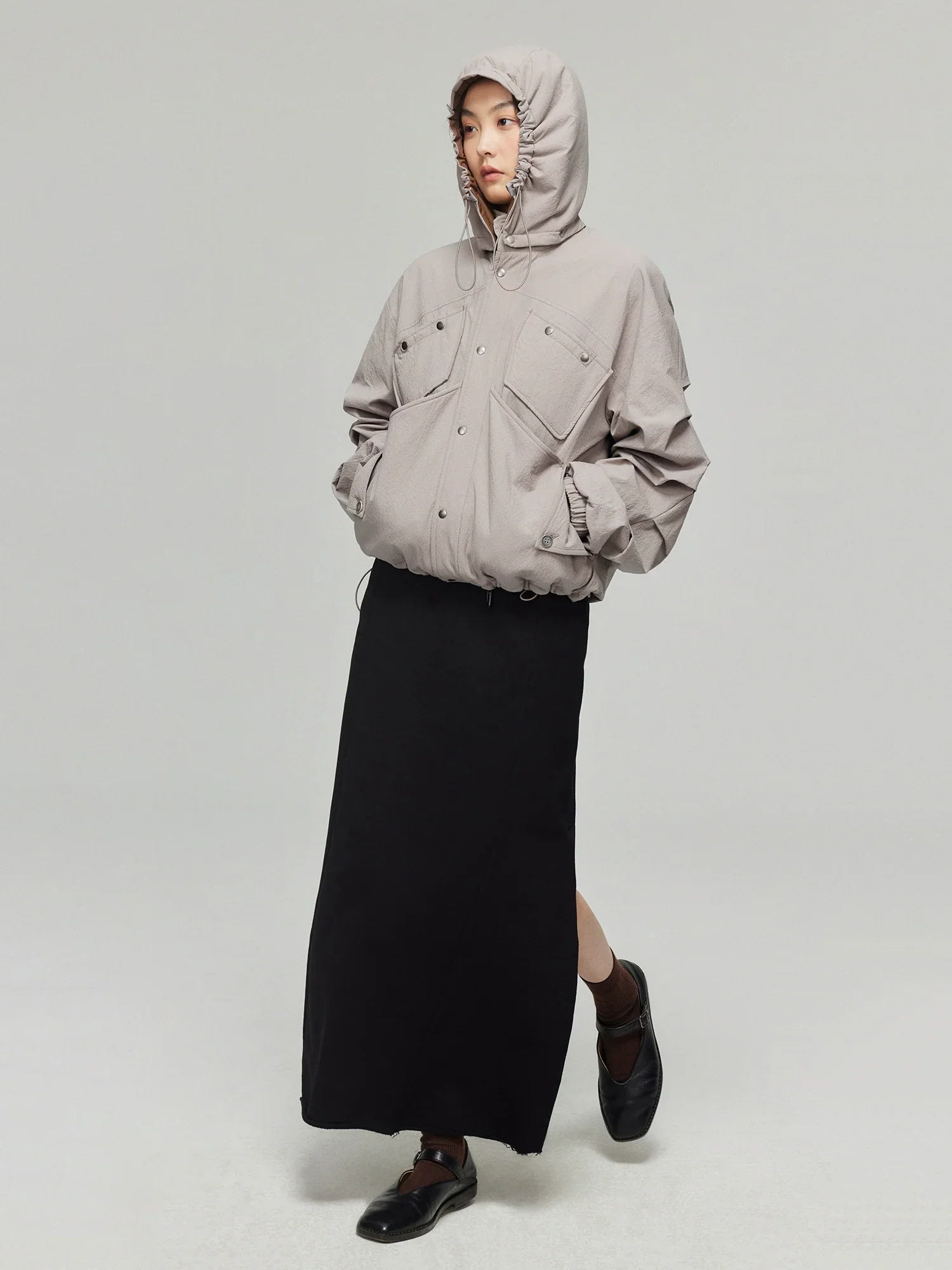 Pure Cotton Drawstring Slit Maxi Skirt - Image 5