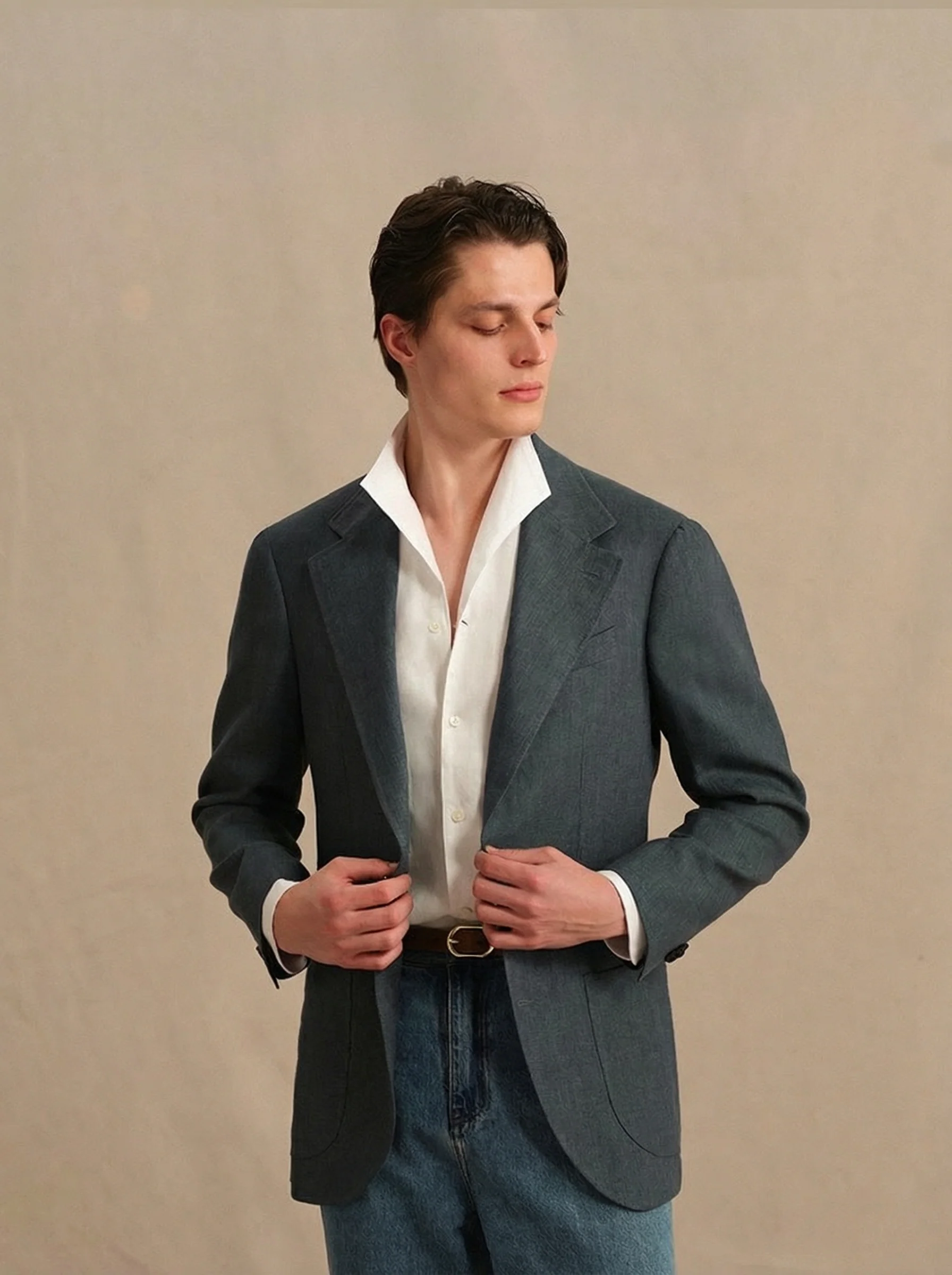 Pure Linen Single-Breasted Blazer - Image 2