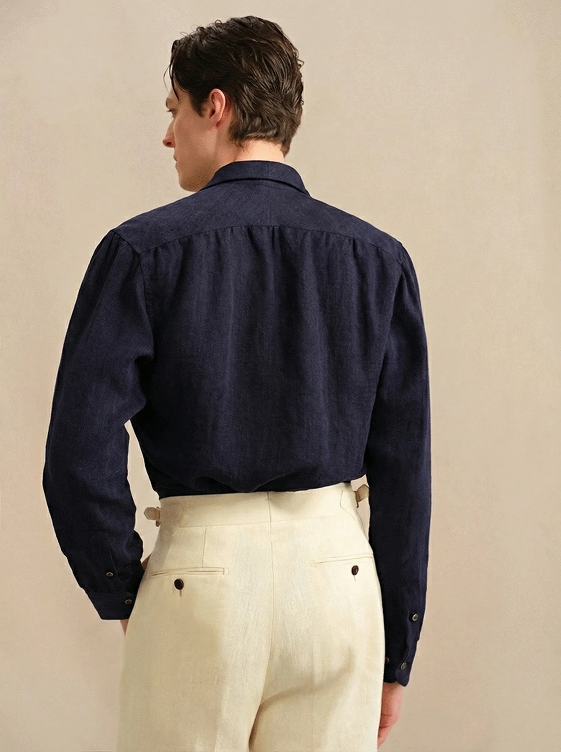 Pure Linen Square-Collar Shirt