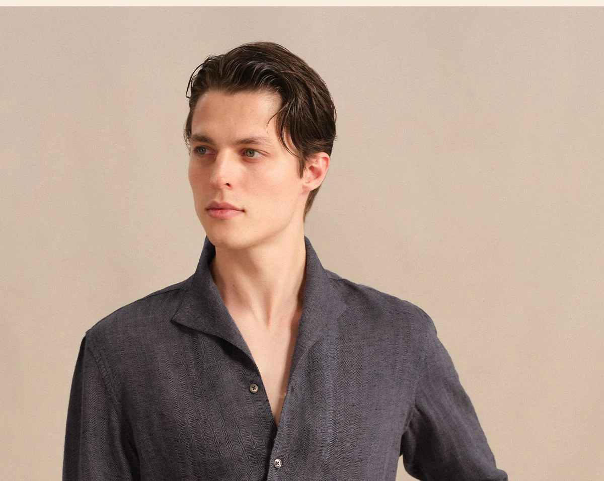 Pure Linen Square-Collar Shirt - Image 2