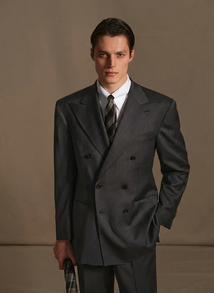 Pure Merino Wool Herringbone Suit - Image 6
