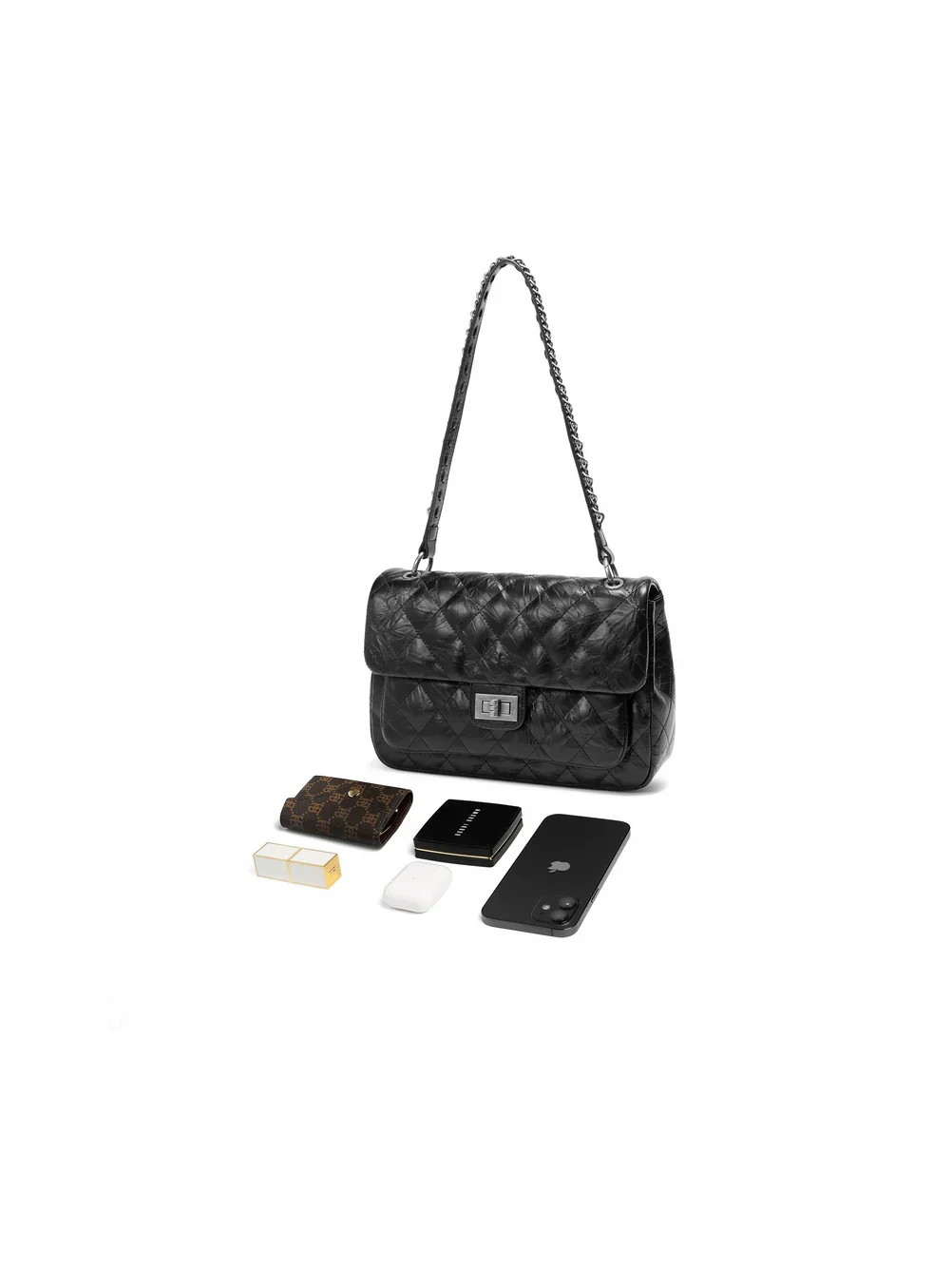 Quilted Flap Shoulder Bag - Image 2
