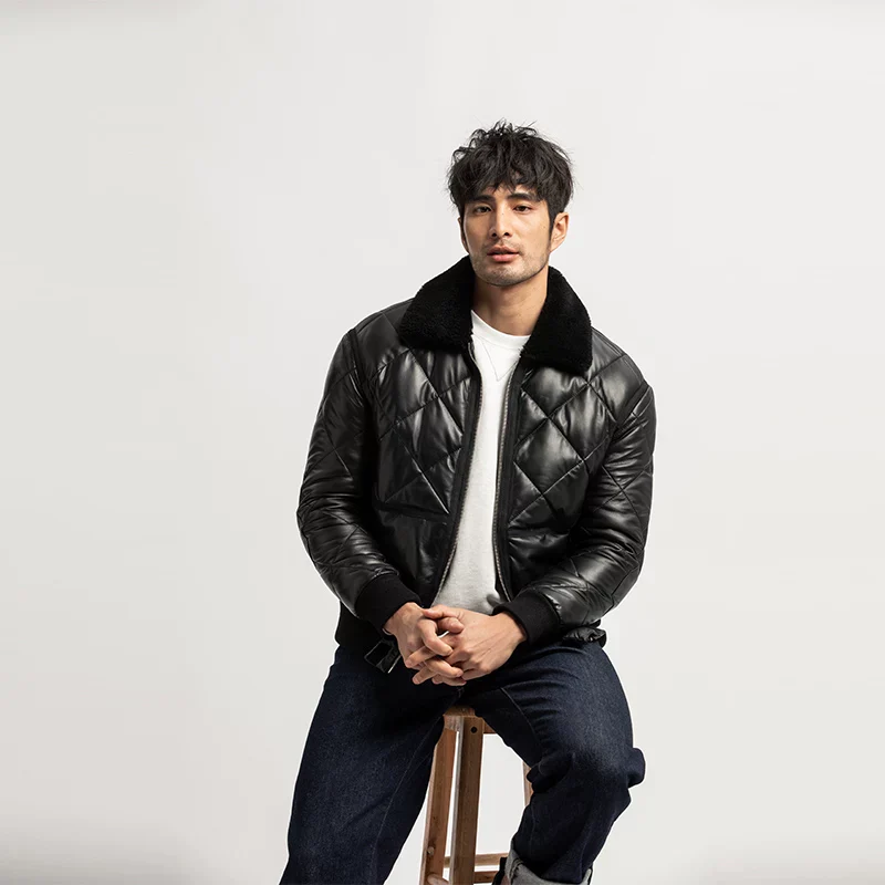 Quilted Lambskin Down Bomber - Image 3